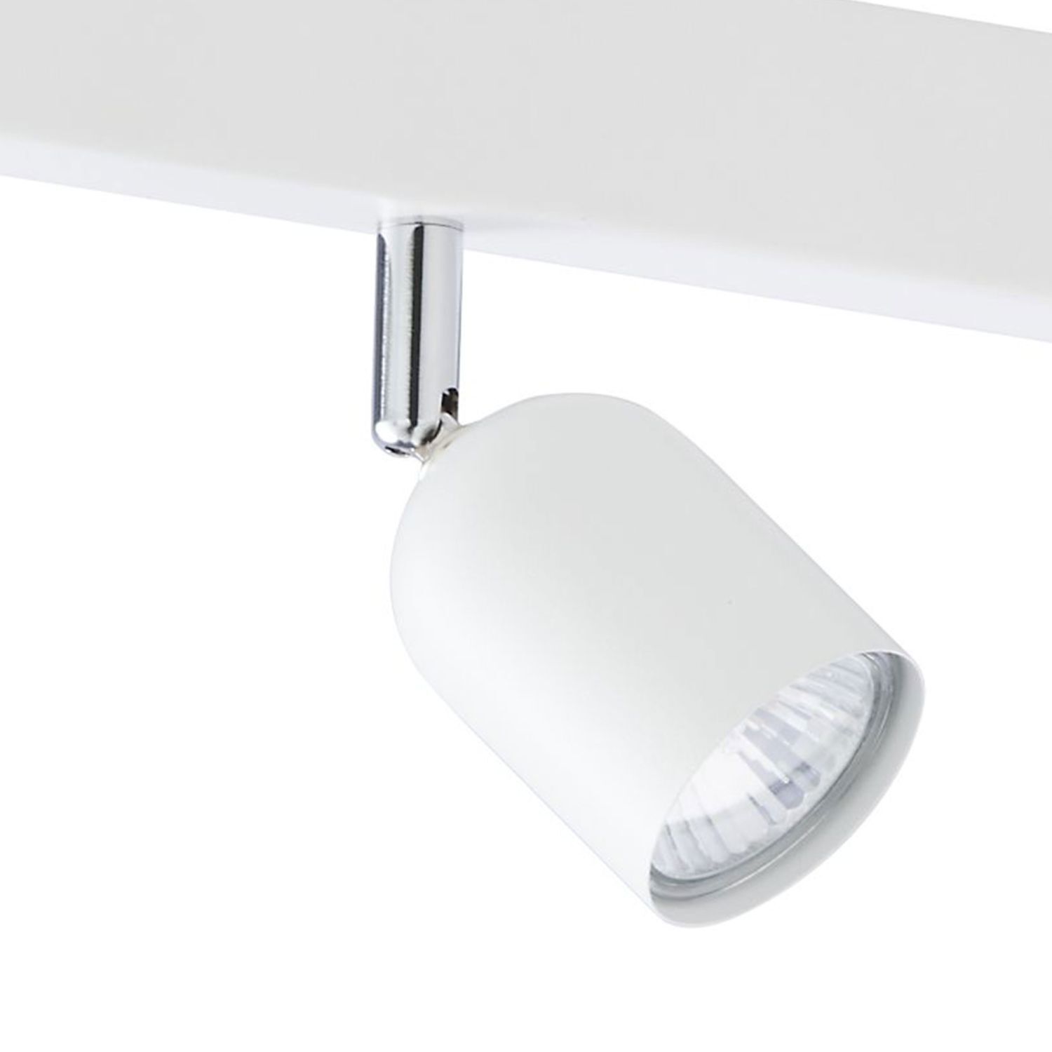 Grand spot de plafond blanc métal 6 flammes 127 cm de long
