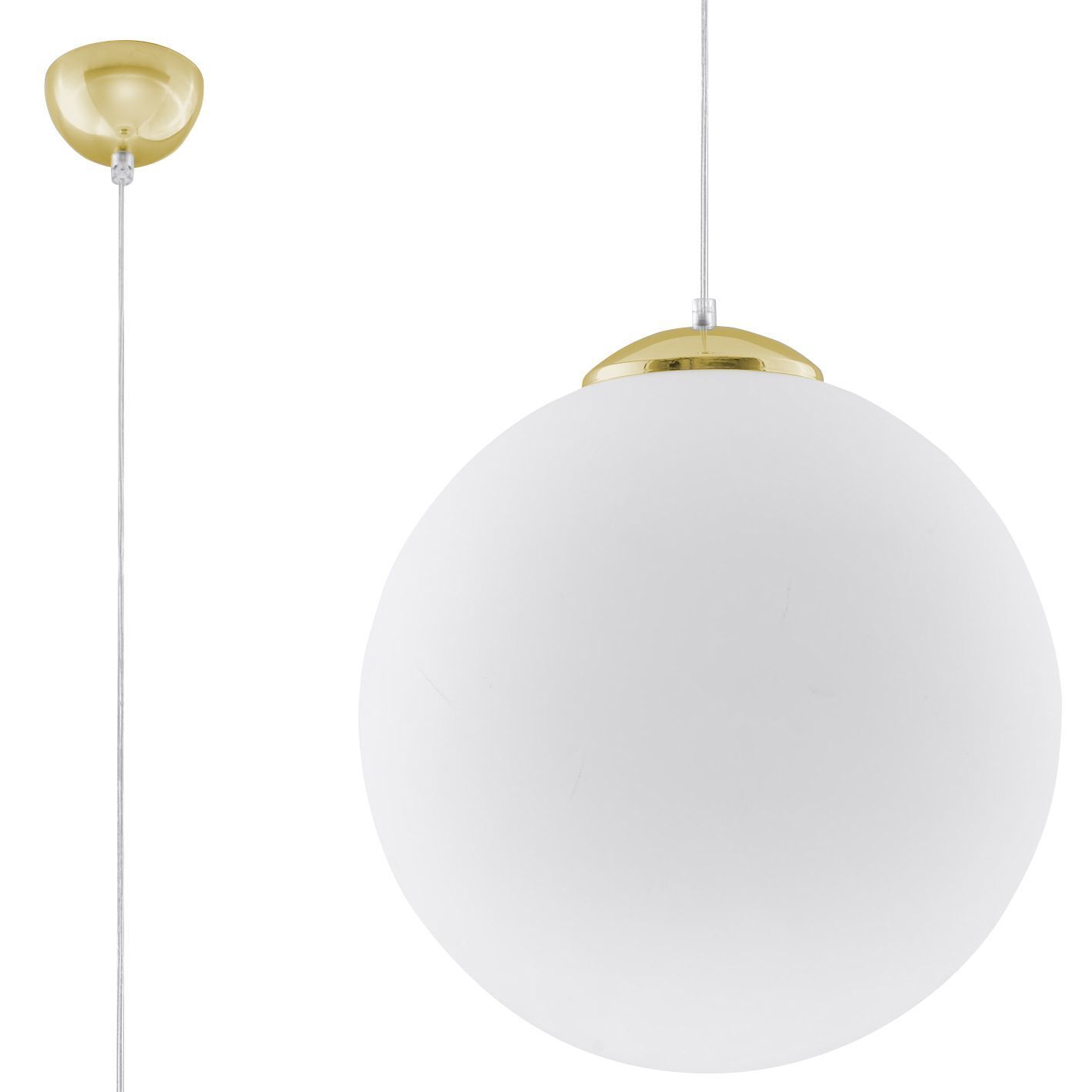 Lampe à suspendre verre Abat-jour sphérique Ø 40 cm blanc or E27
