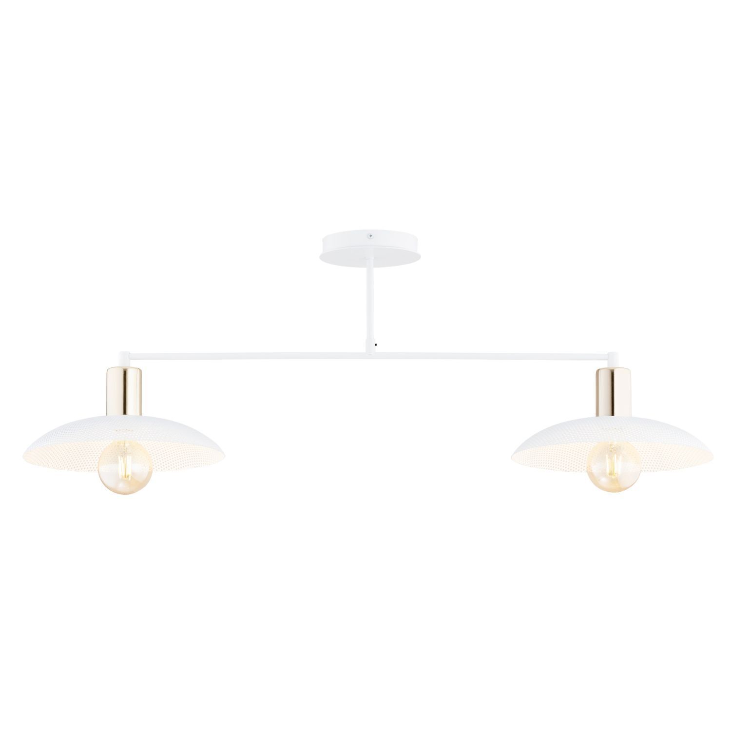 Lampe de plafond métal blanc or 100 cm de long E27 2 flammes