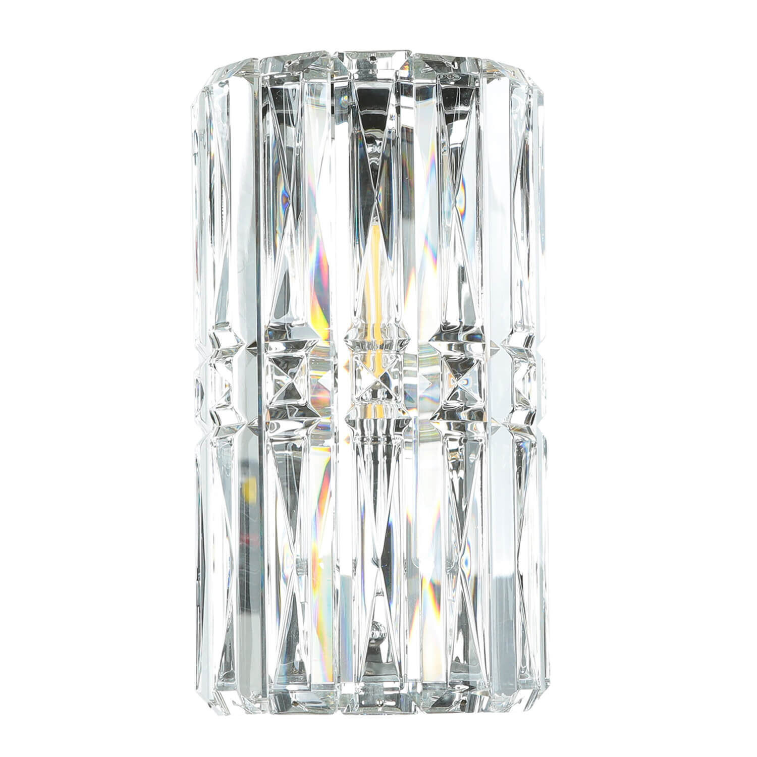 Wandlampe Metall Glas 25 cm hoch Chrom E14 länglich Leuchter, Lampe, Töpferei, Vase, Diamant