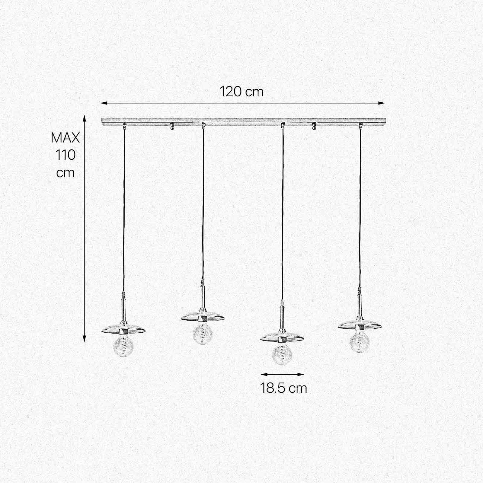 Lampe à suspendre à 4 flammes en bronze clair E27 laiton véritable