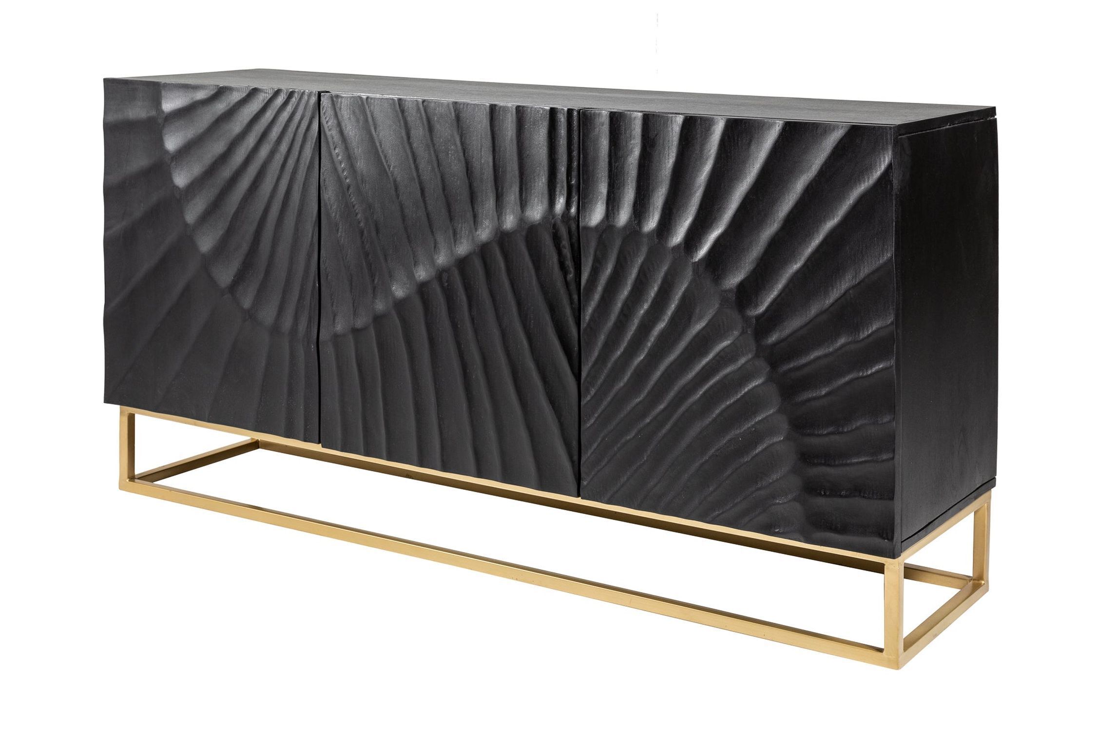 Buffet noir or 140 x 75 cm bois métal fait main