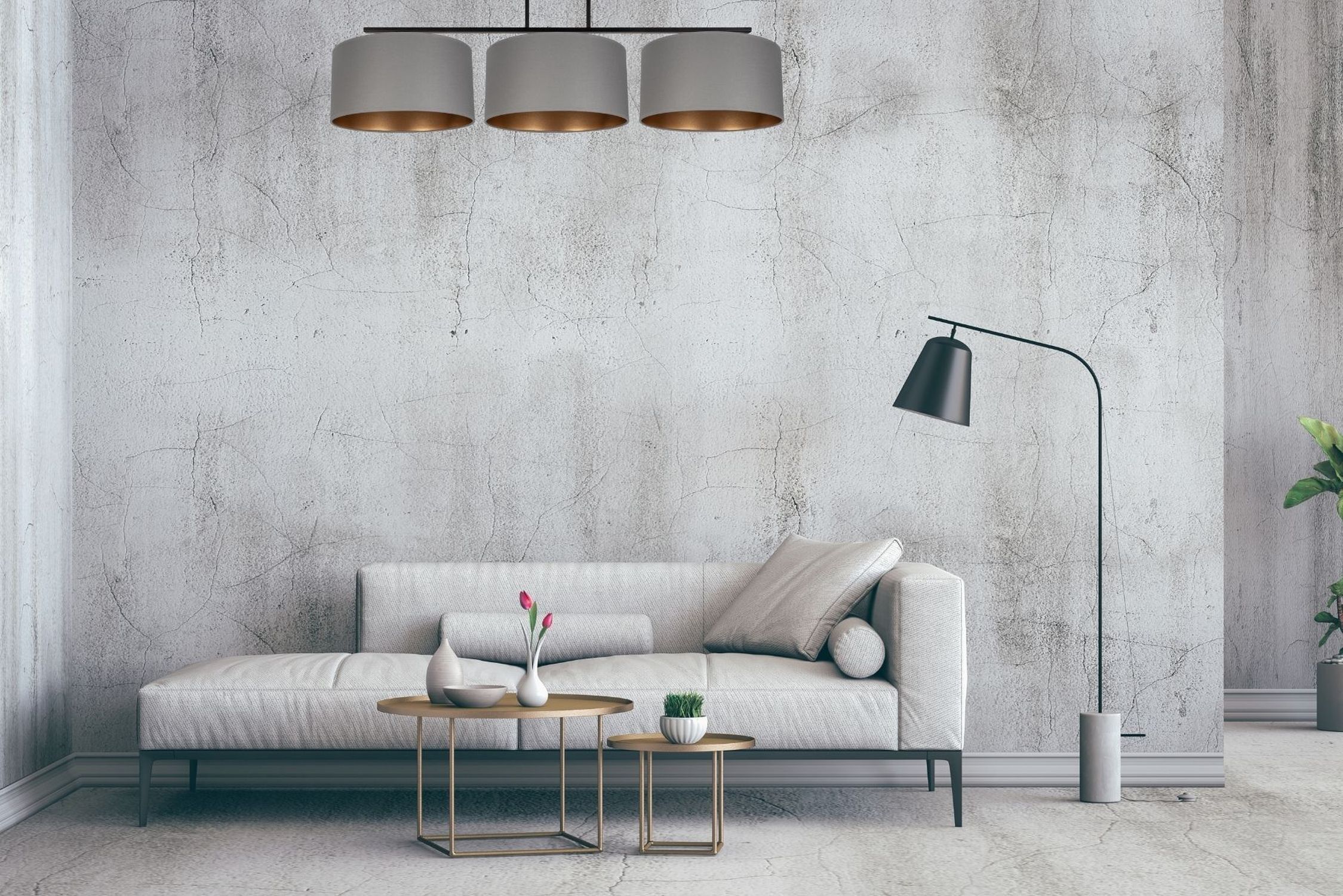 Blendarme Lampe de plafonnier tissu graphite or E27 3-flamme Lampe, Stehlampe, Couch, Mobiliar