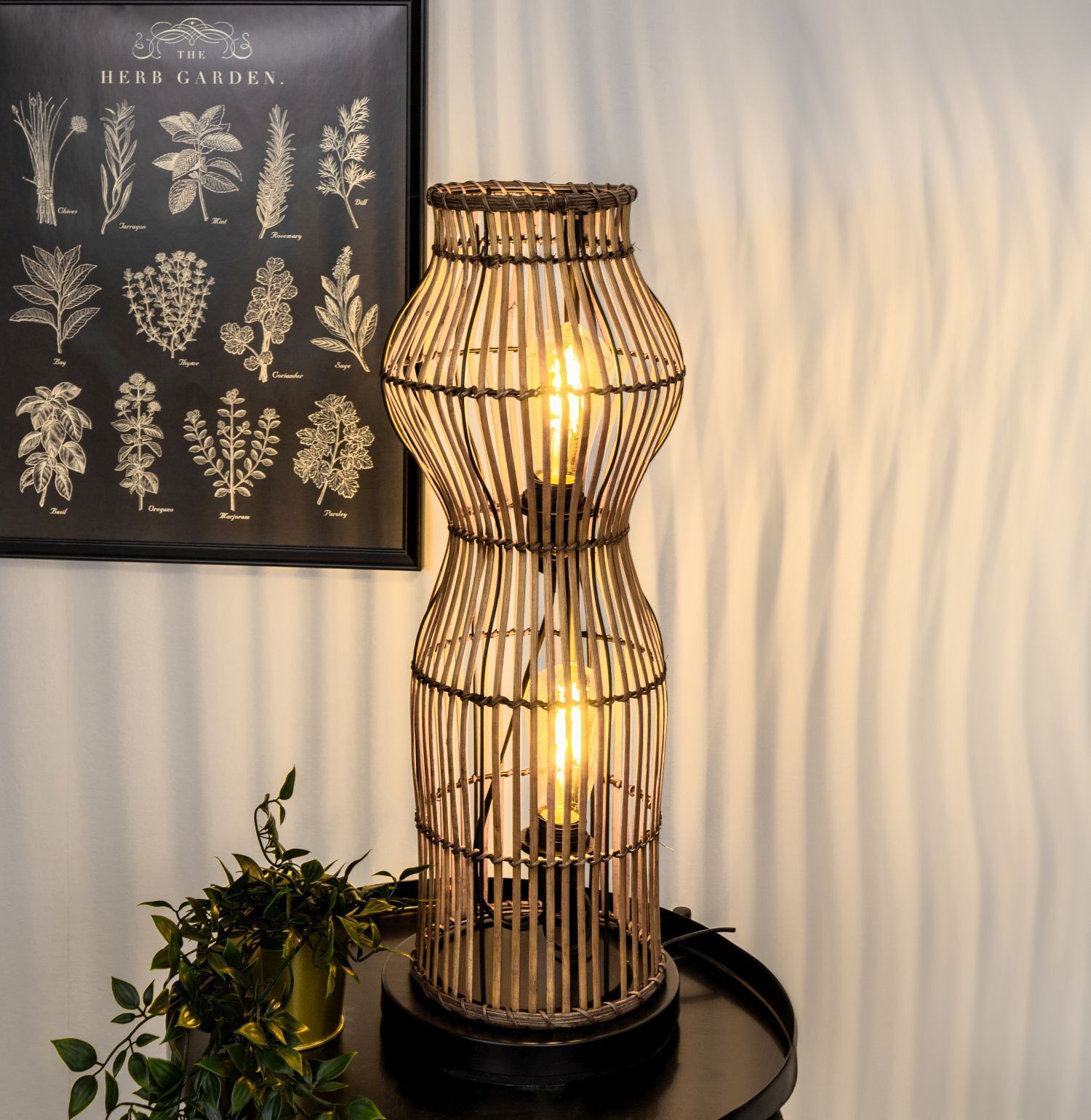 lampa, lampenschirm, Rattangeflecht, Stehlampe, Holz/Seillampe