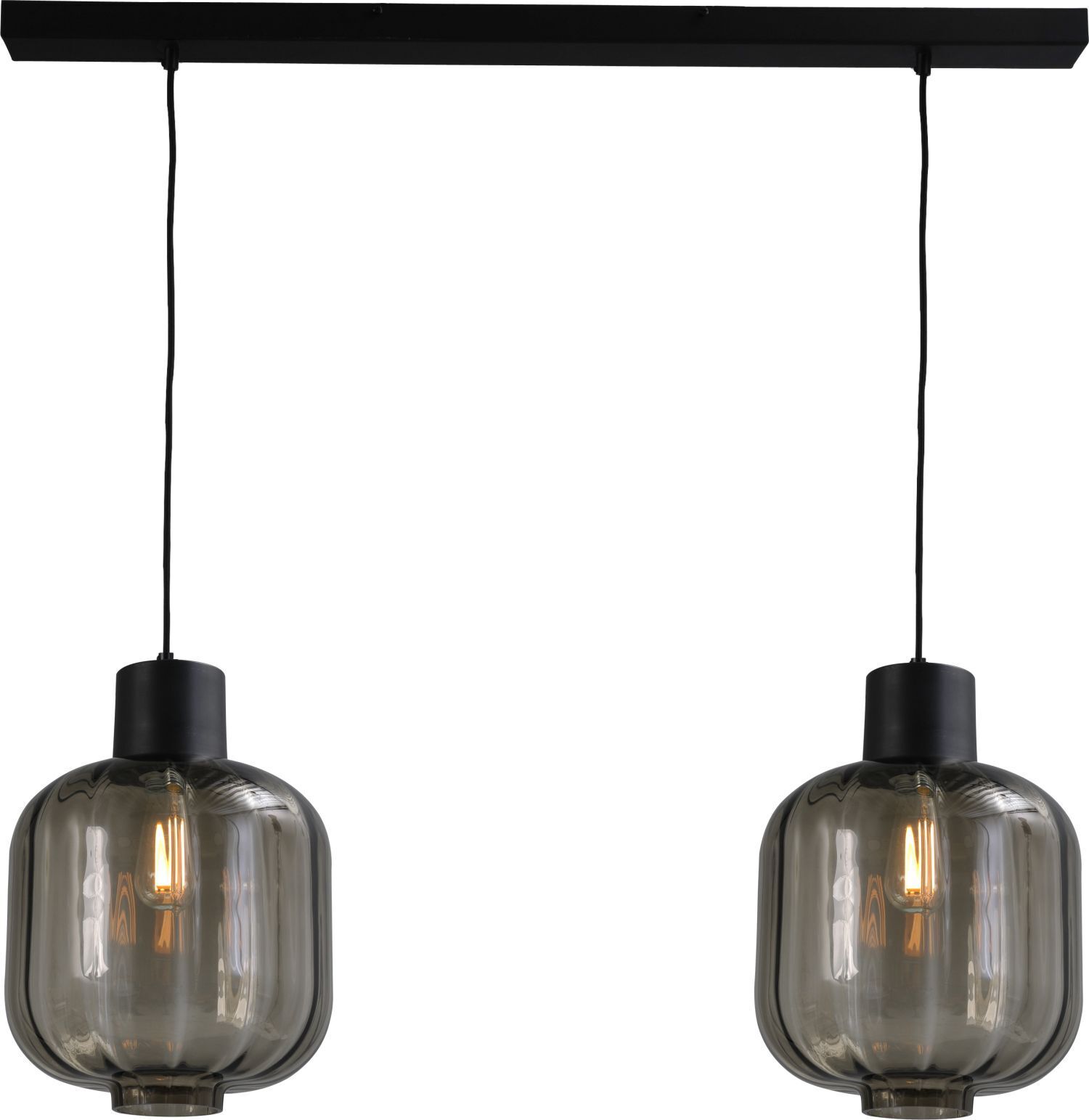 Lampe à suspendre verre métal noir hauteur réglable E27