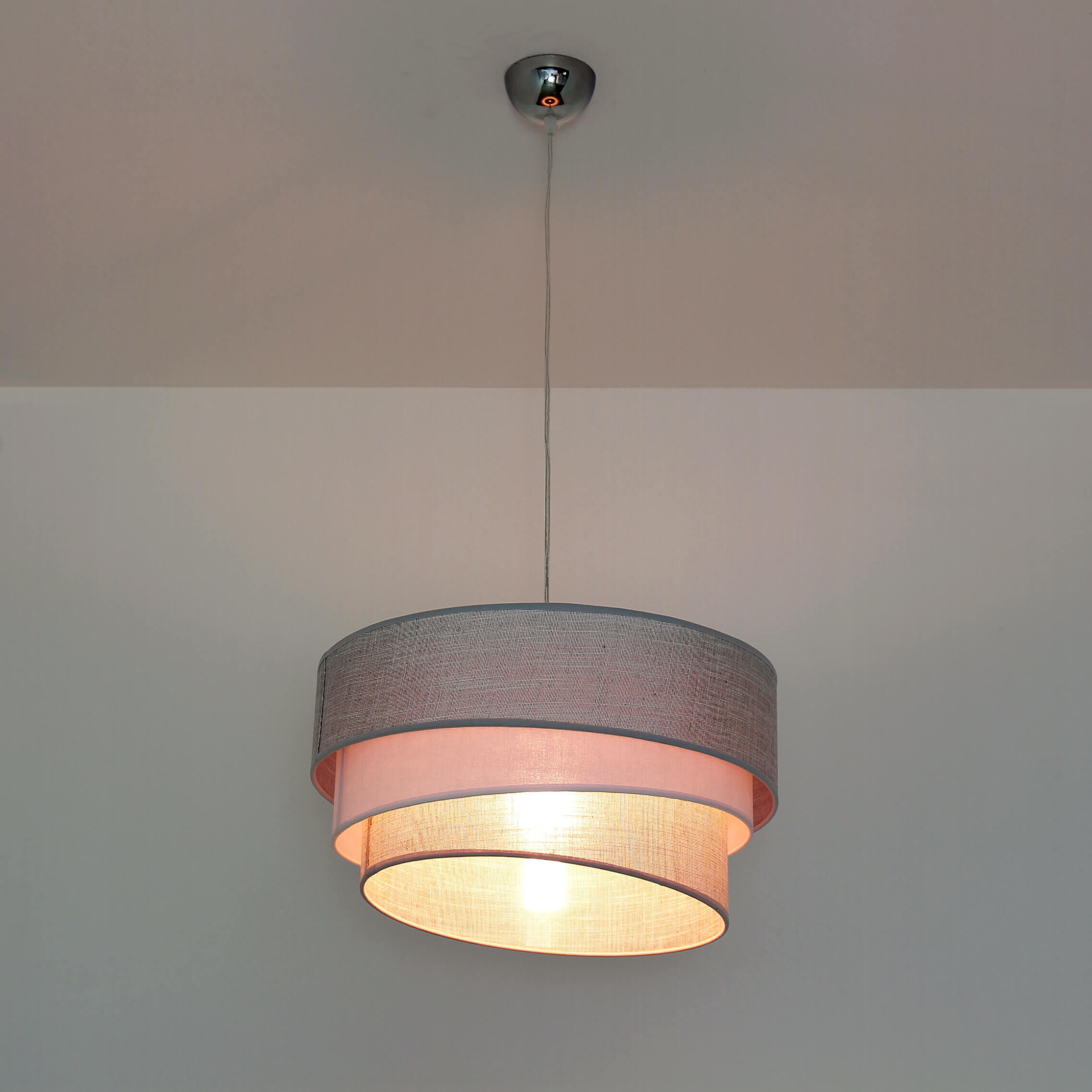 Lampe à suspendre Salon Gris Abat-jour tissu Ø45cm