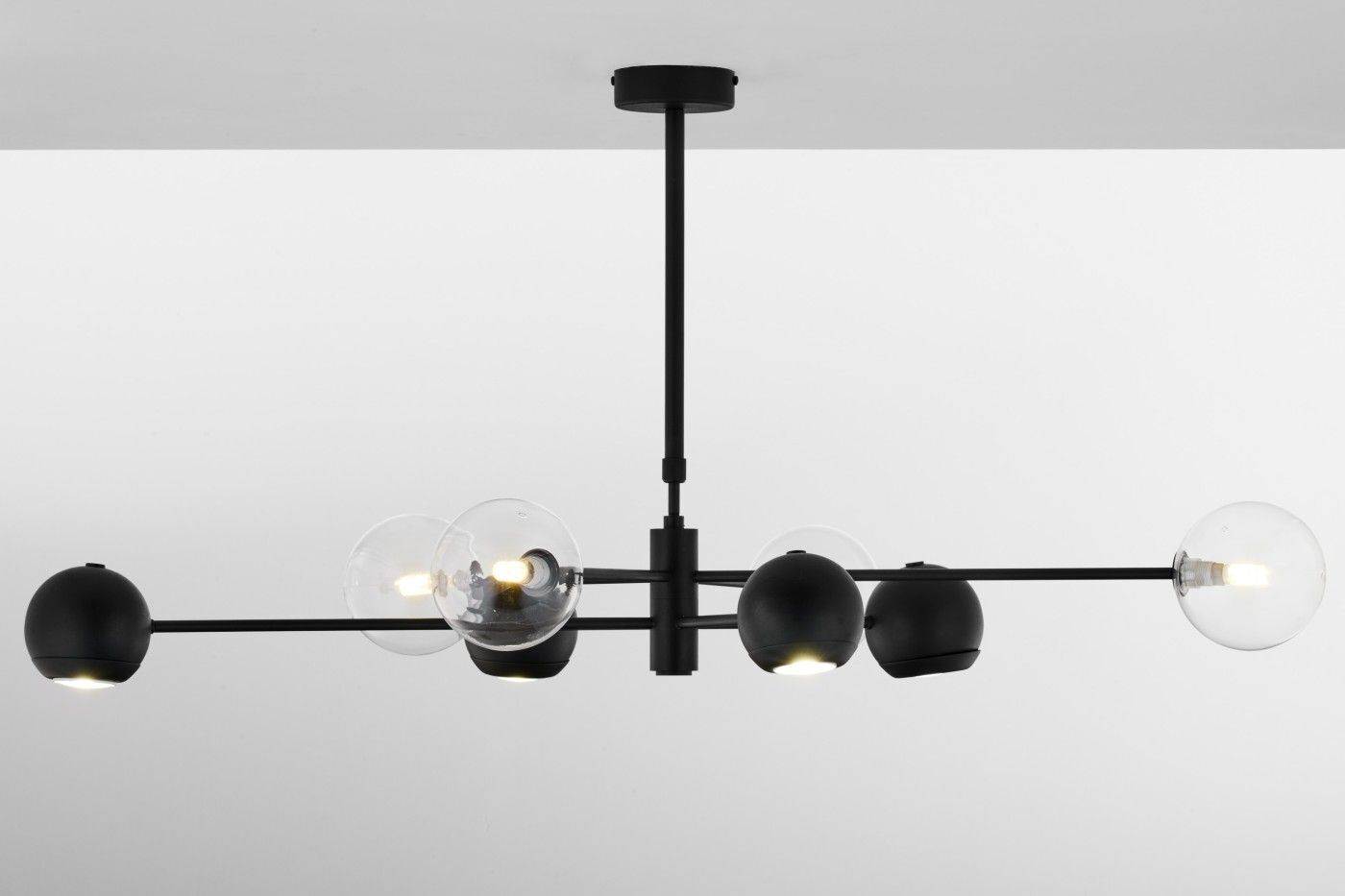 Plafonnier noir métal verre L:94 cm G9 GU10