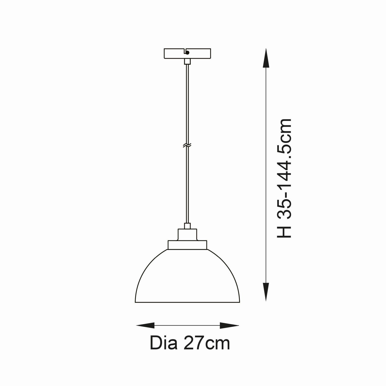 Lampe à suspendre verre métal rond D : 27 cm en chrome rétro E27