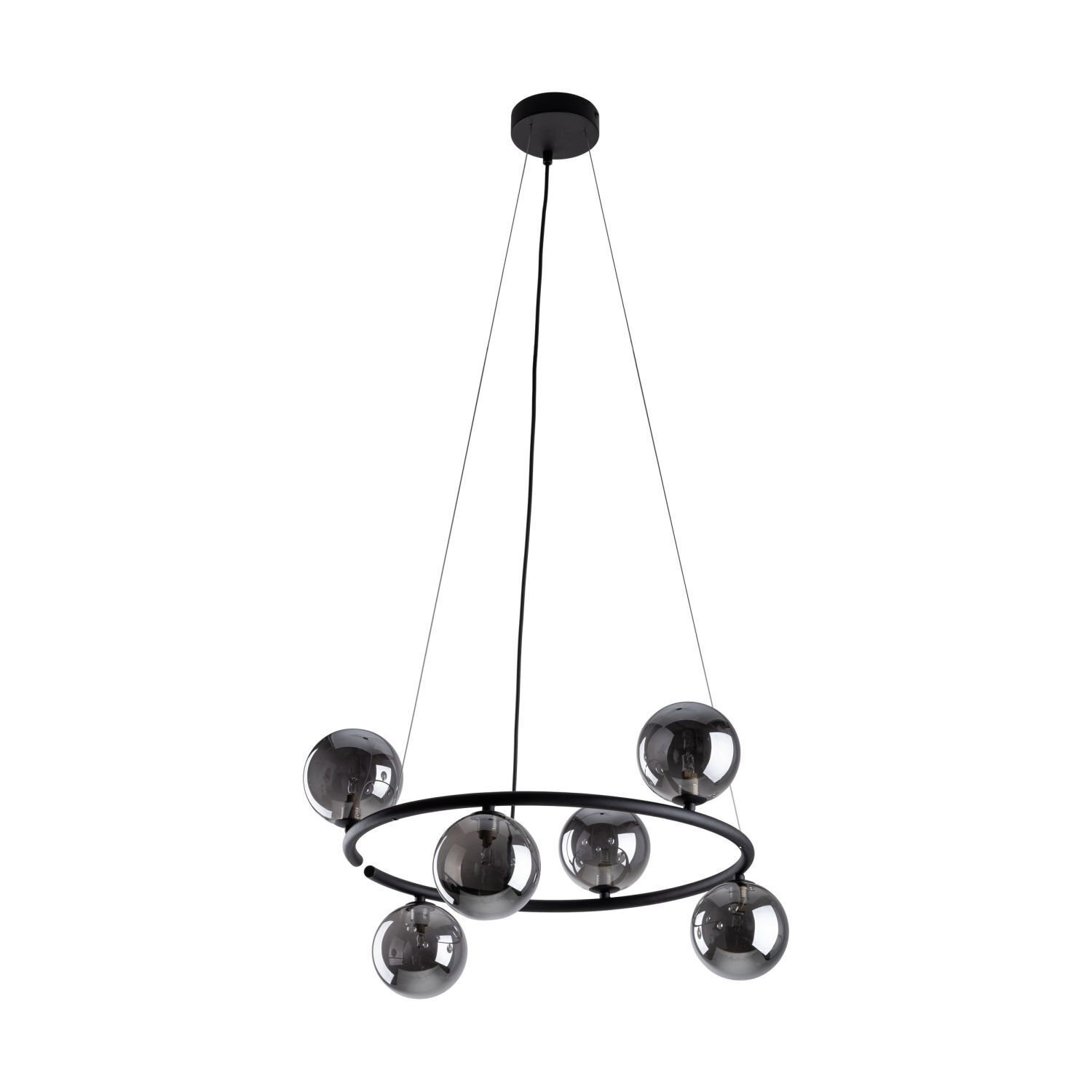 Lampe à suspendre ronde Ø 62 cm métal verre fumé 6x G9 BRENDAN