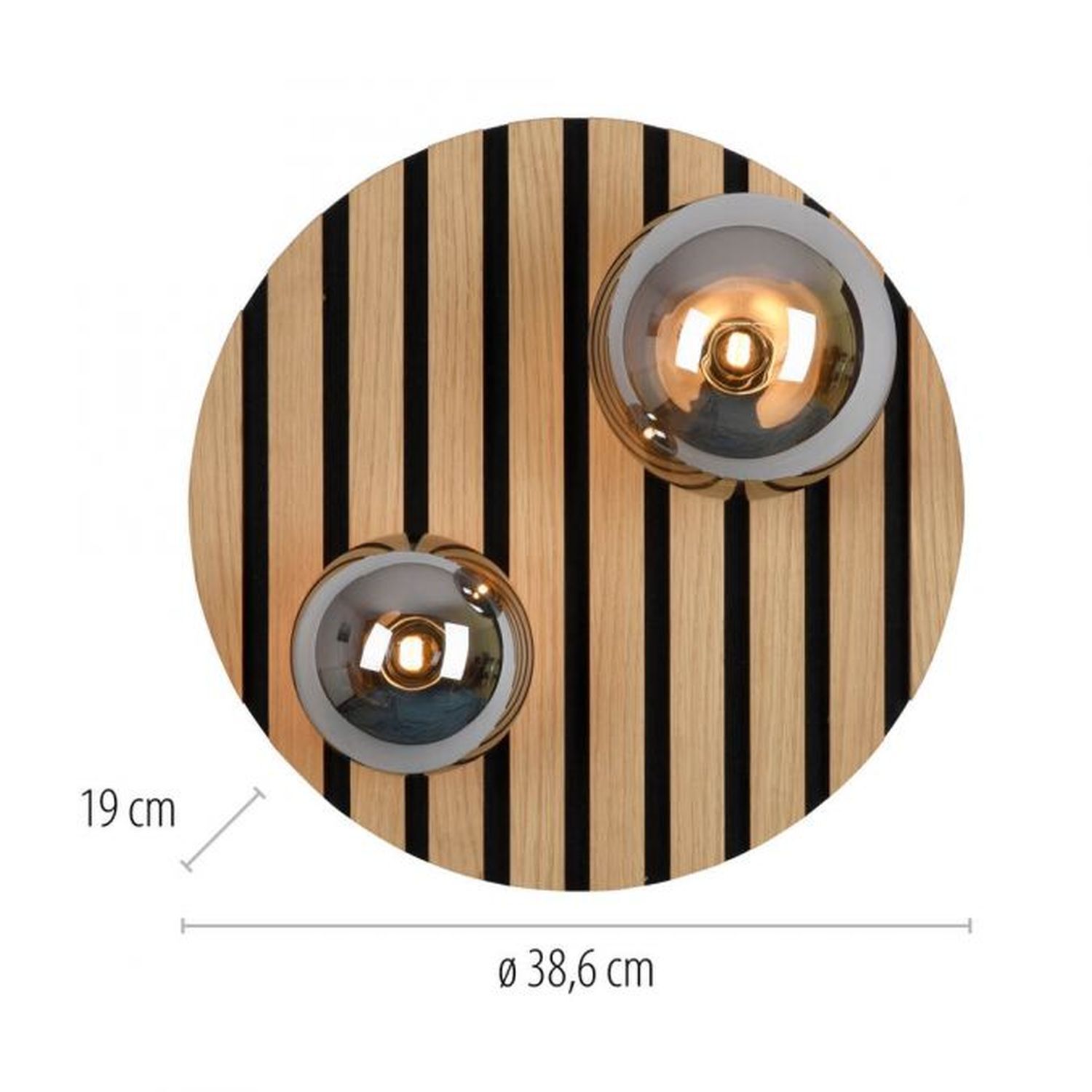 Lampe de plafonnier confortable Boules de verre en bois G9 Ø38,5 cm Naturel