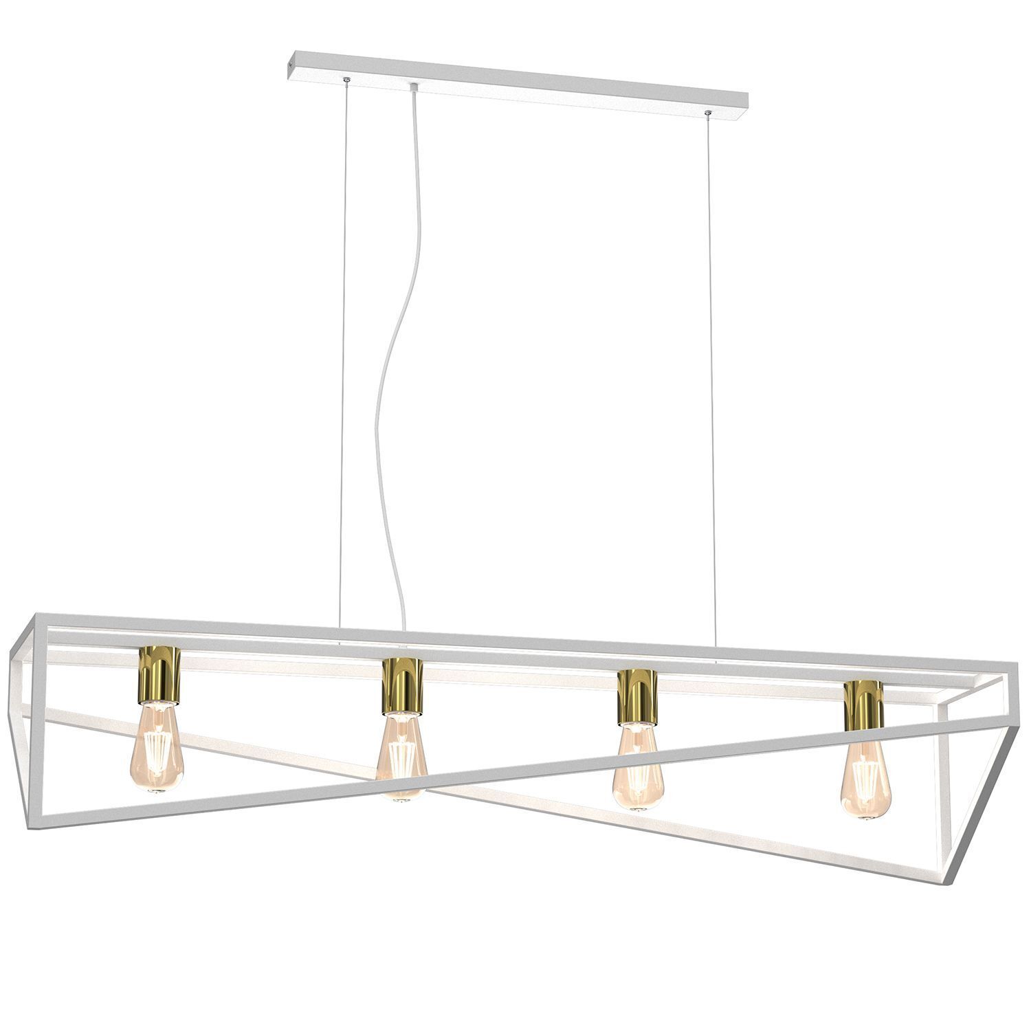 XXL Lampe à suspendre Blanc Or E27 100 cm de long Industrial