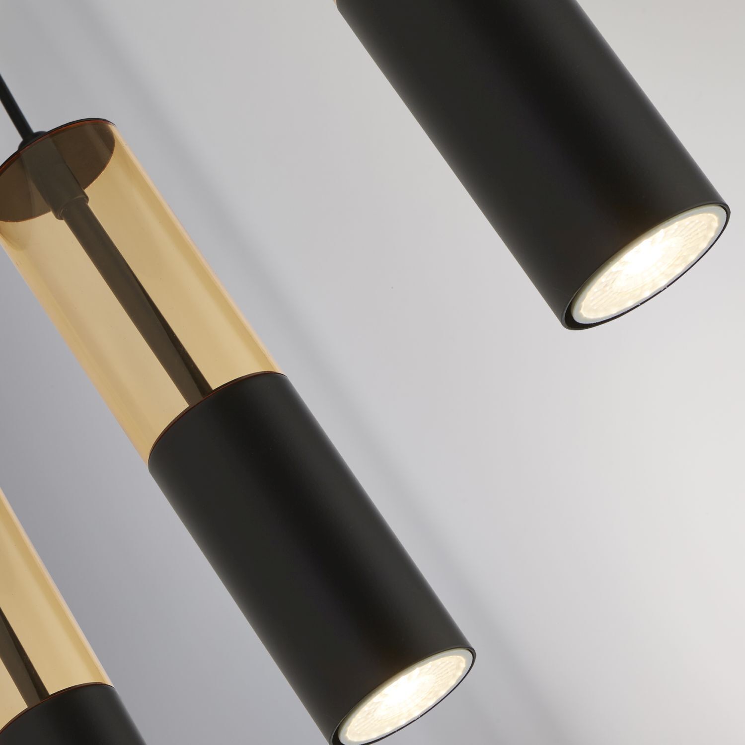 Suspension à 5 flammes L : 93,5 cm Noir Ambre GU10