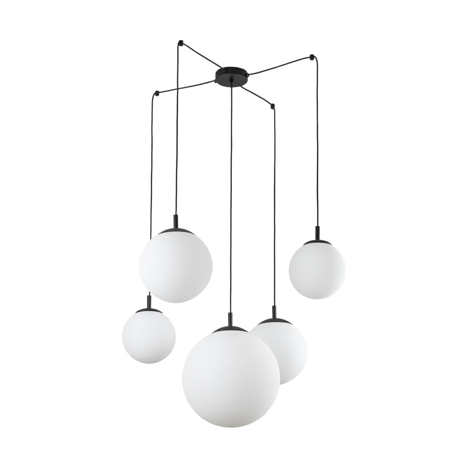 Suspension réglable L : max. 4 m verre métal 5x E27 Lampe, Kronleuchter