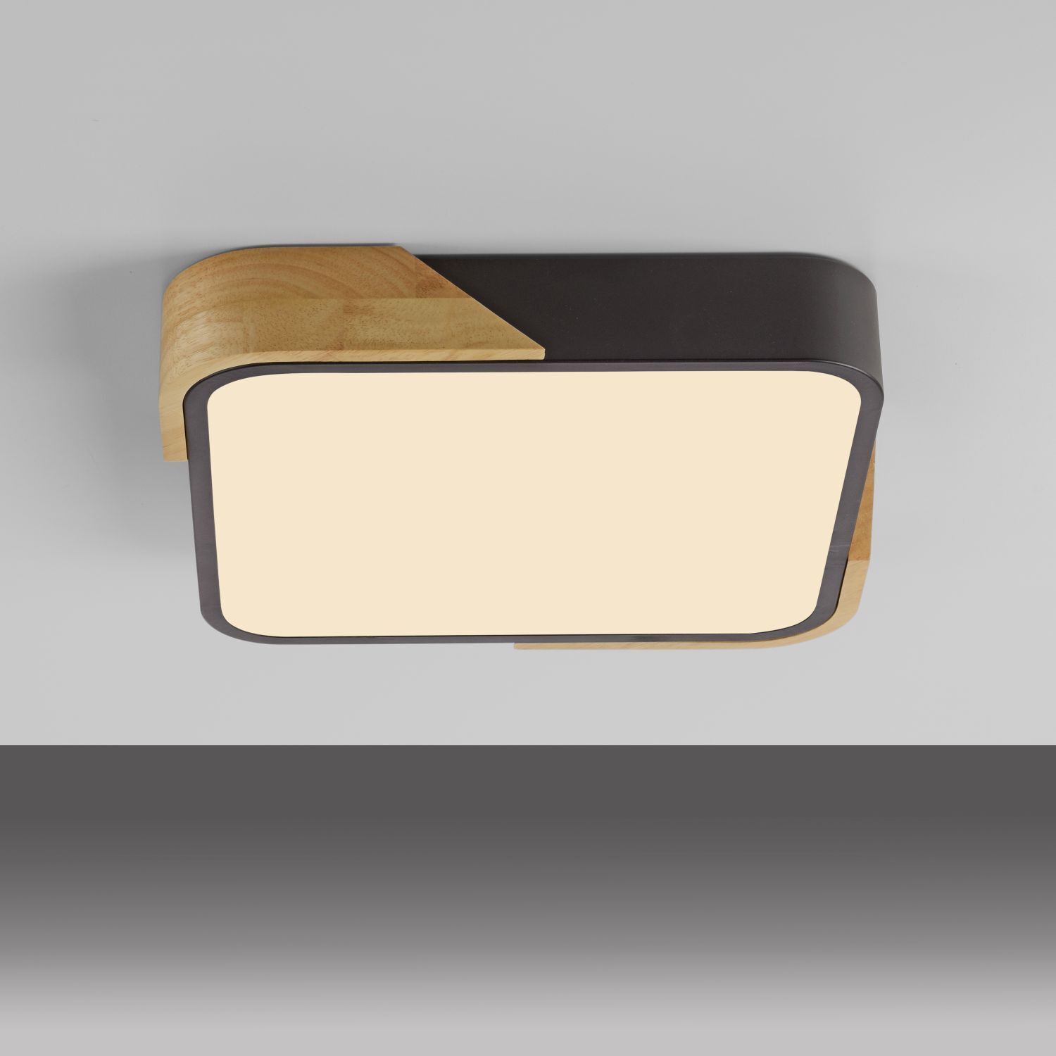 LED Deckenleuchte Holz L:32 cm Schwarz Natur 3000 K Deckenleuchte, Lampe
