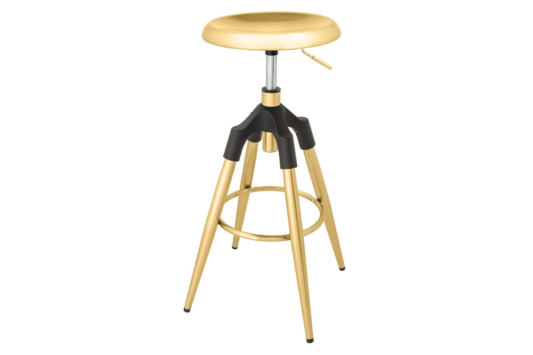 Tabouret de bar réglable en hauteur métal doré noir
