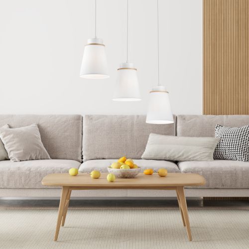 Suspension KIMMIE Blanc Bois Moderne Salon