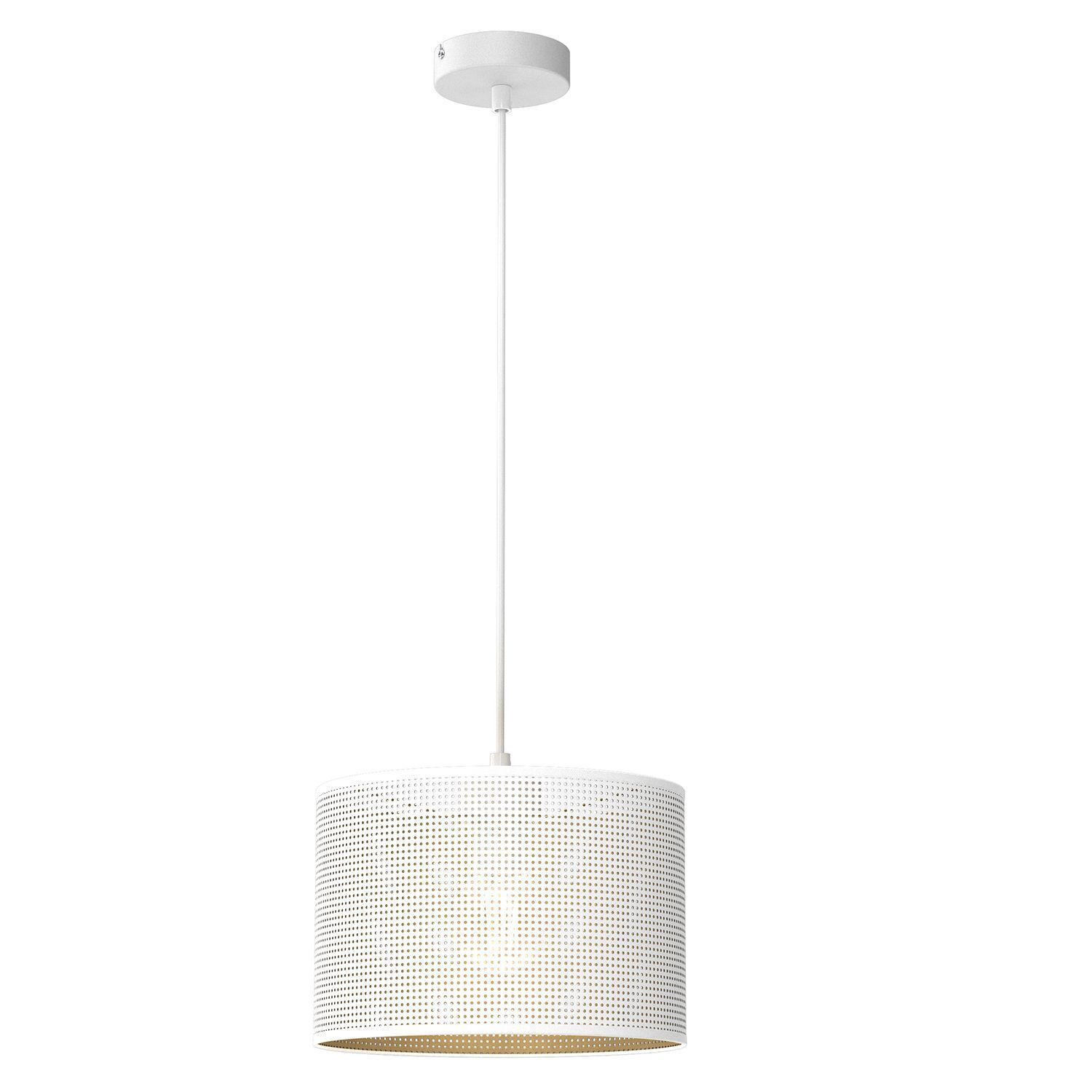 Lampe à suspendre métal blanc or Ø25 cm rond E27 Loft