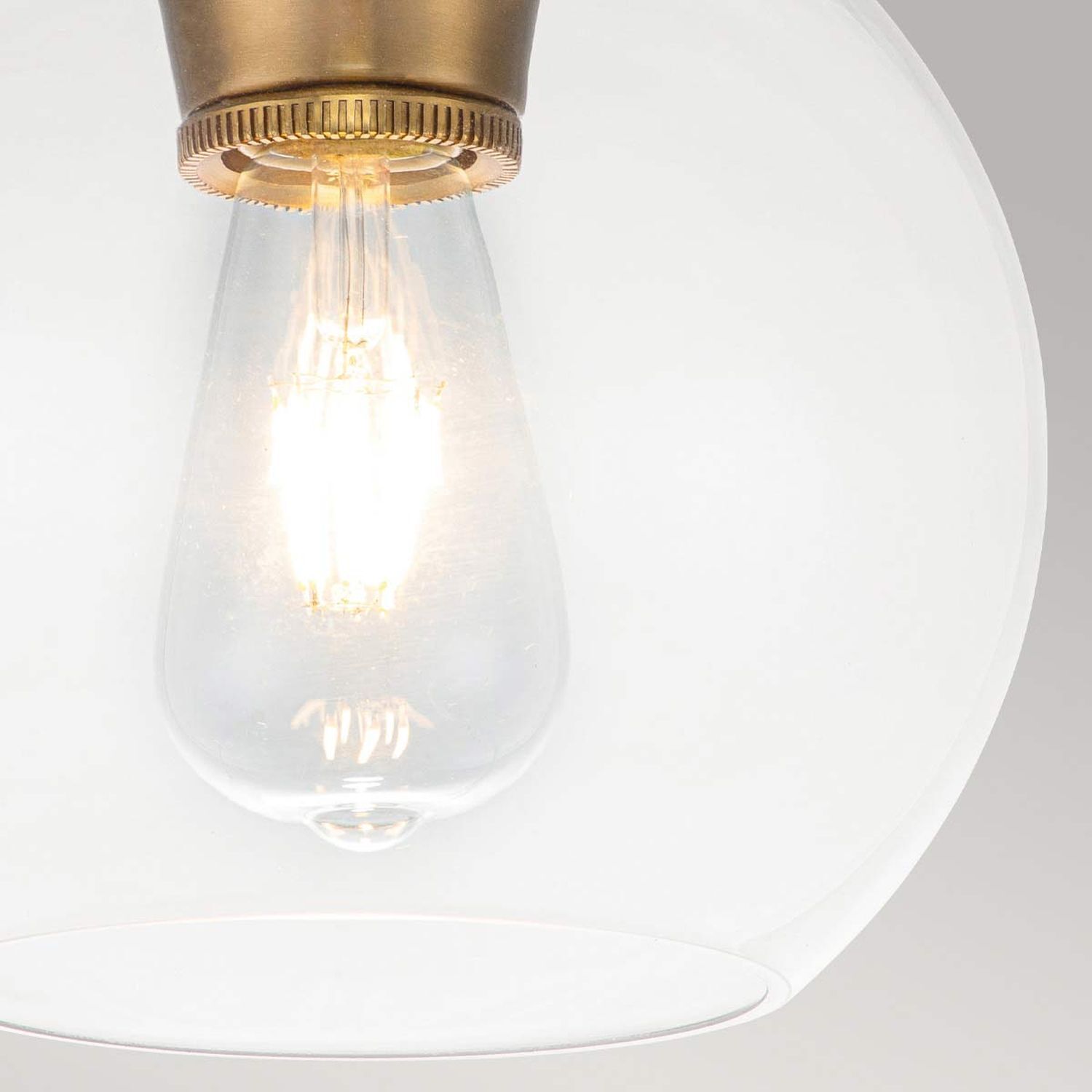 Lampe de plafonnier verre sphère abat-jour Ø 21,6 cm en laiton bruni