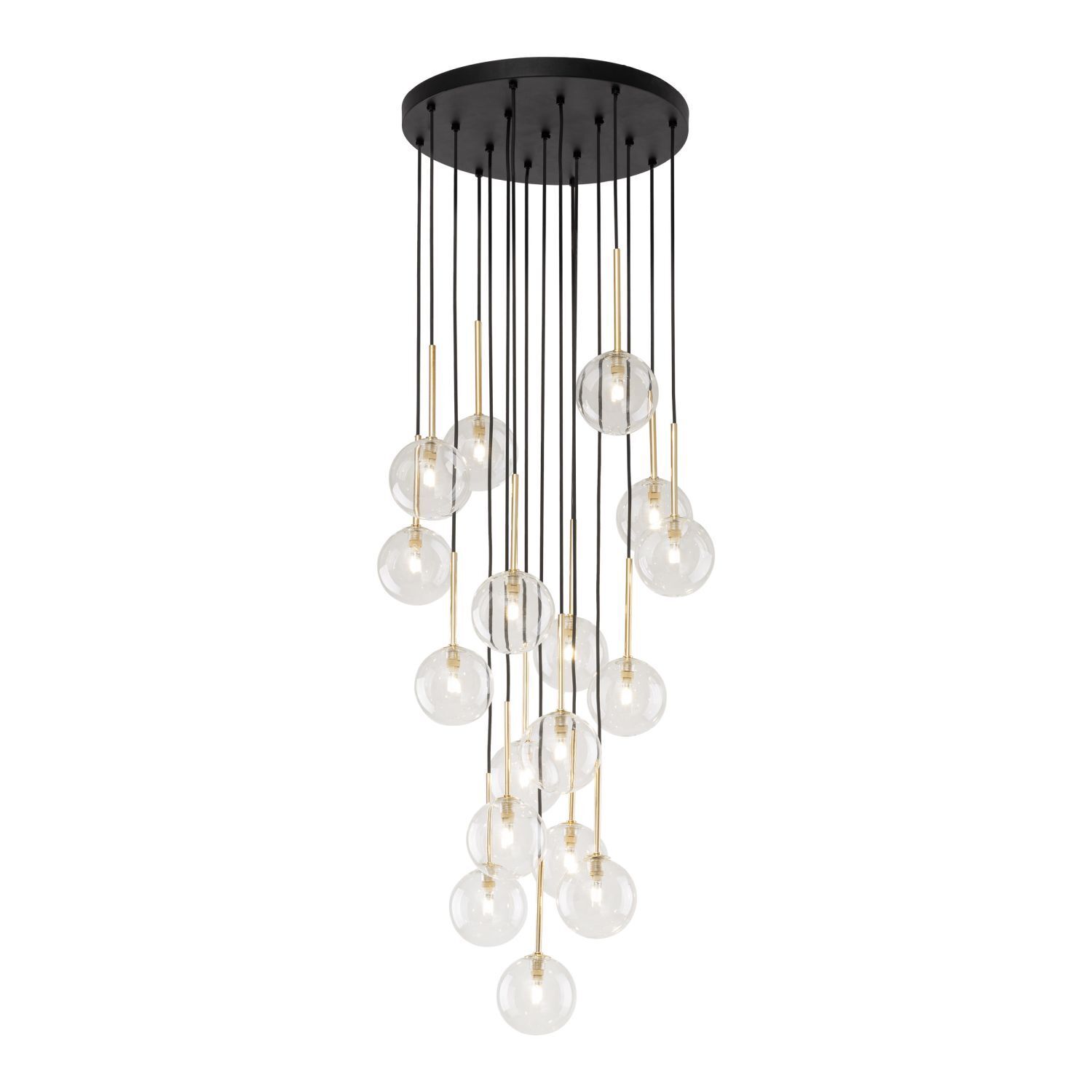 Lampe à suspendre verre métal Ø 52 cm H : max. 145 cm en noir or