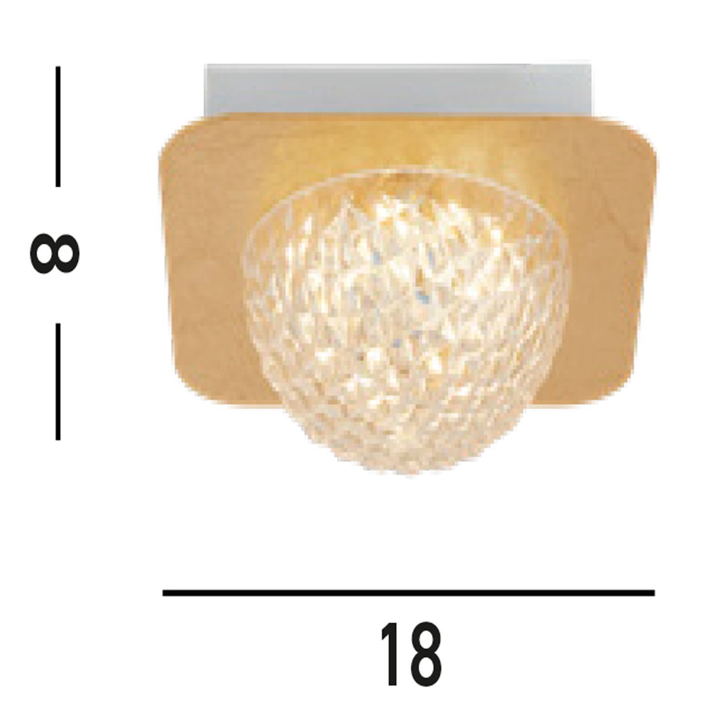 Spot LED encastré en métal doré L:18 cm 585 lm plafond