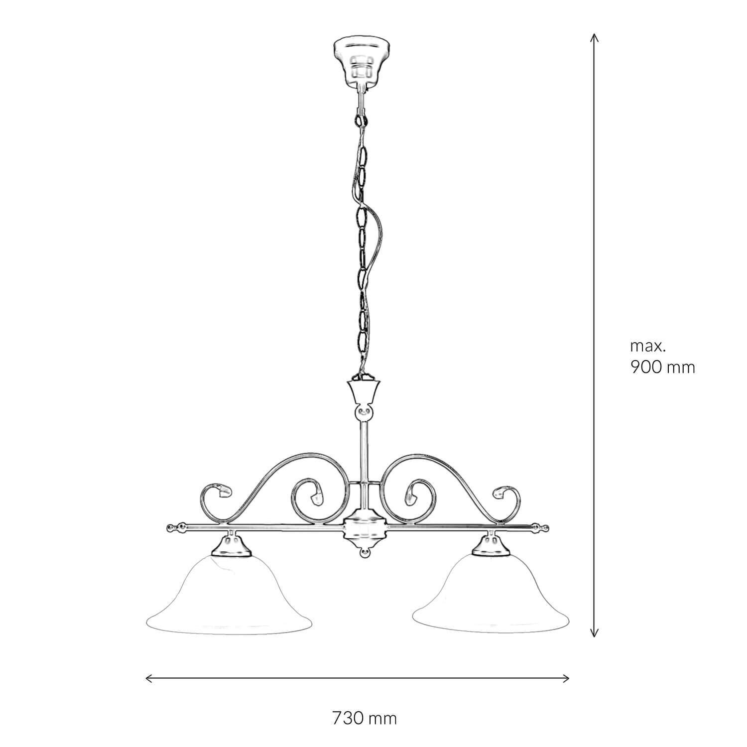 Lampe à 2 flammes suspendue DOROTHEA style campagnard