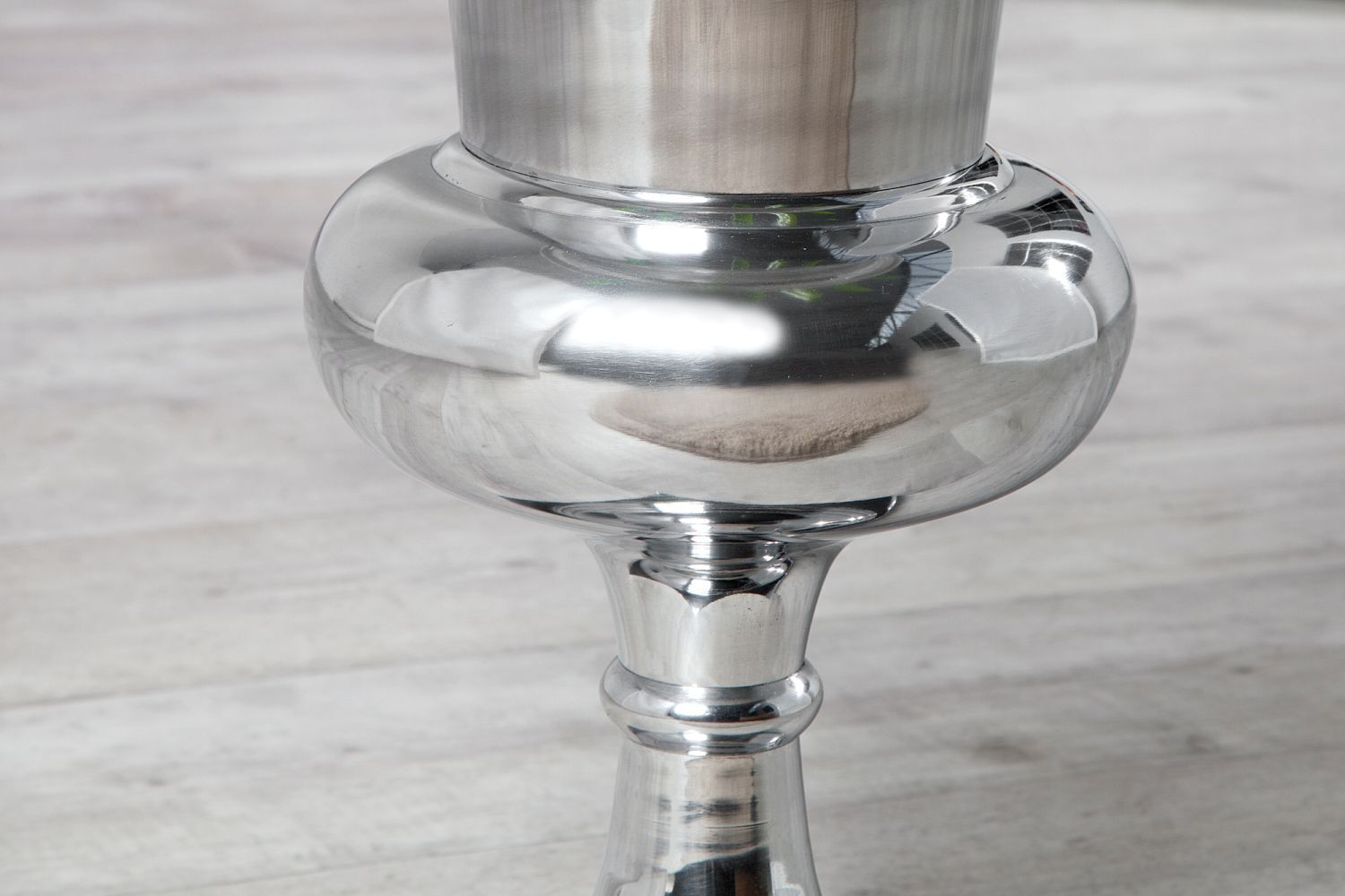 Vase Metall Ø 35 cm H: 60 cm in Silber Glas, Kelch