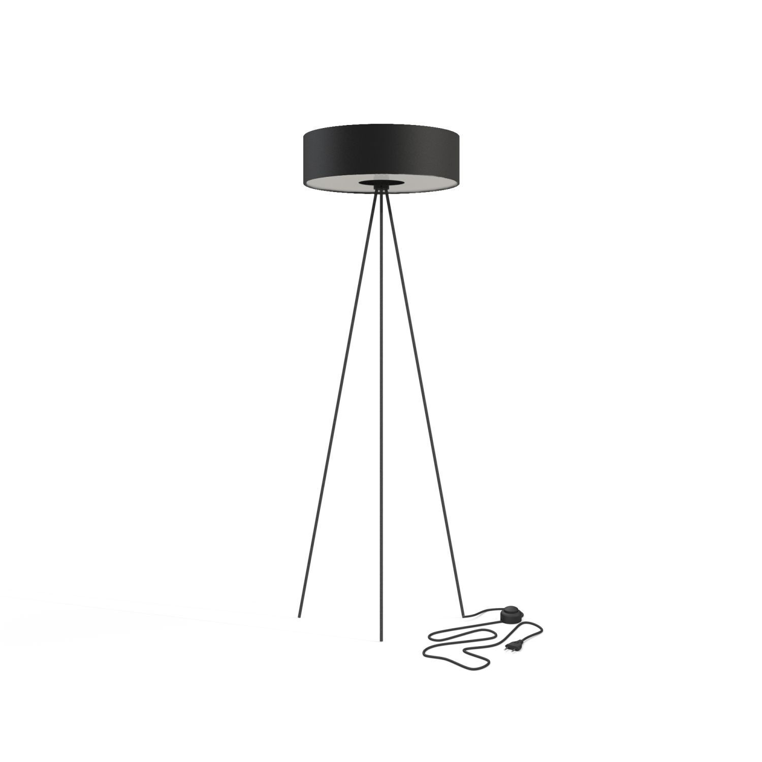 Lampadaire Noir 154 cm Moderne 3x E27 Interrupteur à pied