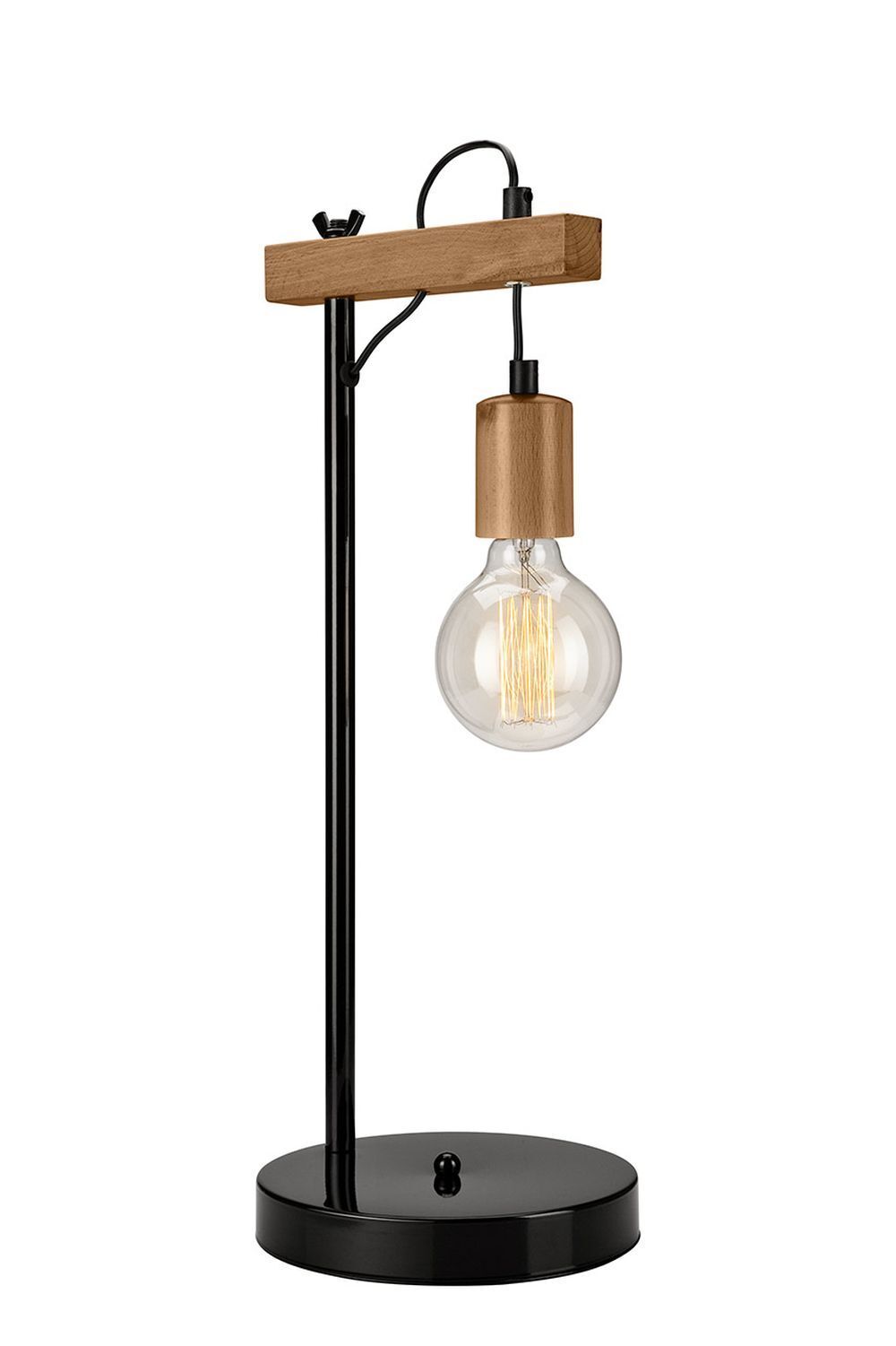 Lampe de table noire en bois 56cm polyvalente AMIDA