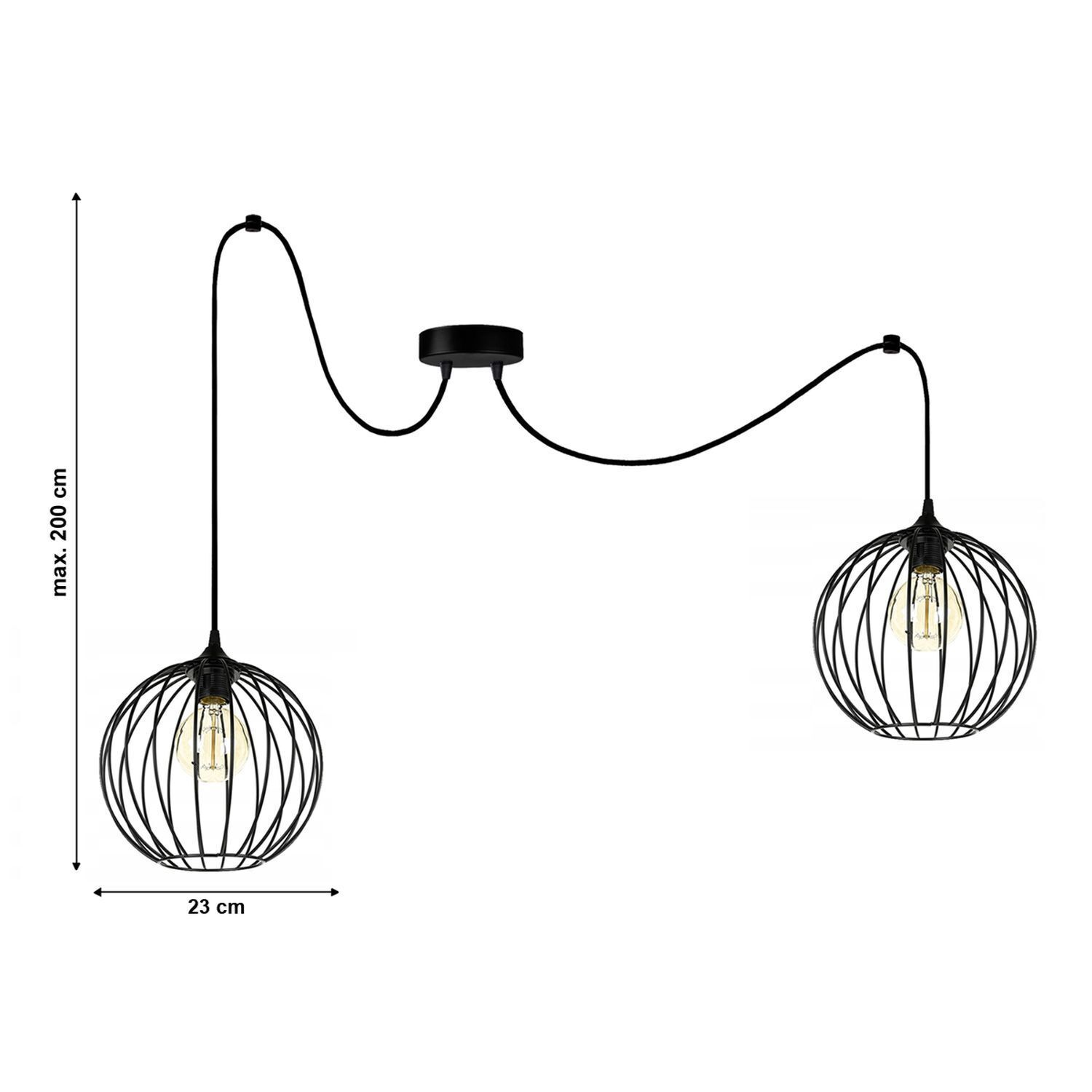 XXL Spider Lampe à suspendre fils boules métal E27 L:400 cm Lampe