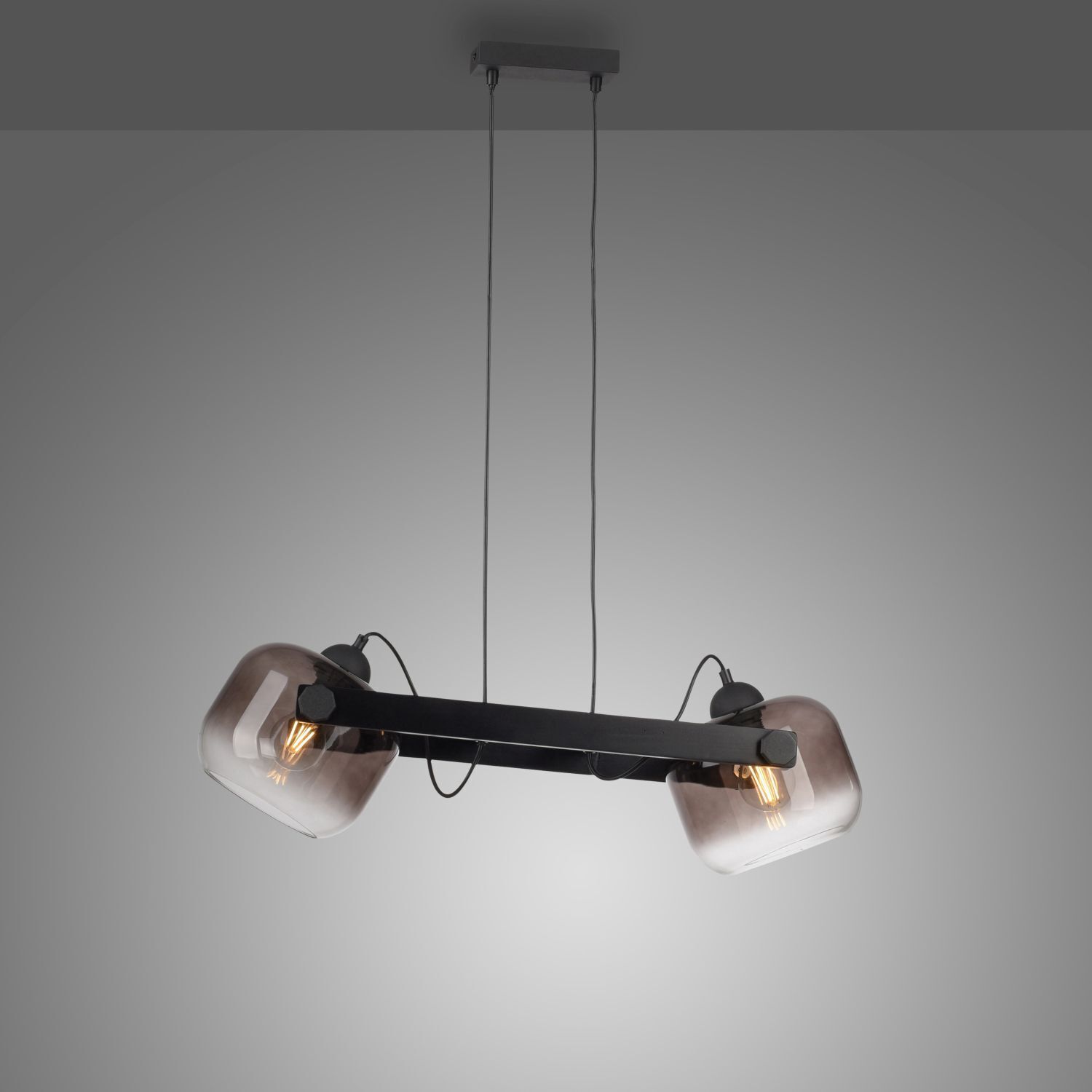 Lampe à suspendre verre métal E27 68 cm 2 flammes orientable
