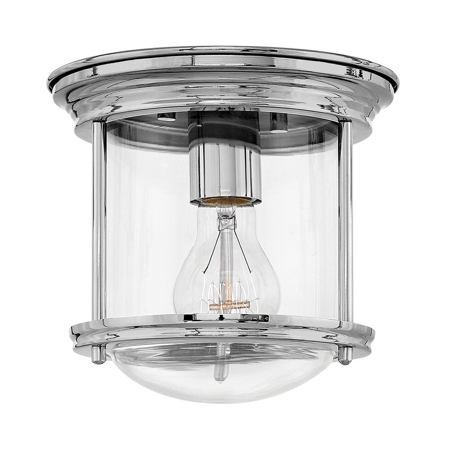 Lampe de salle de bains Plafond Métal Verre E27 IP44 D : 19,6 cm Chrome