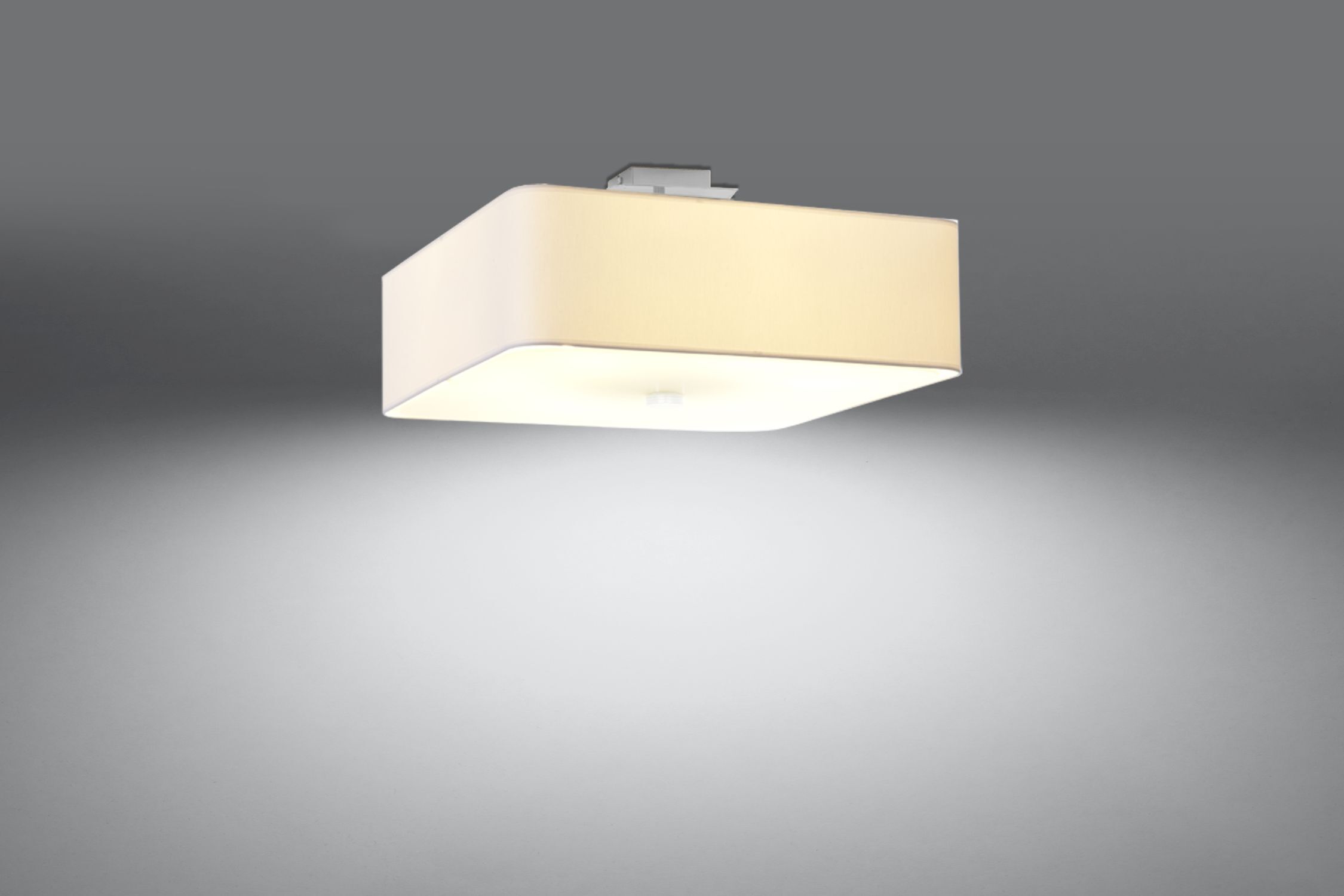Lampe de plafonnier Blanc carré L : 45 cm Tissu Verre 5x E27