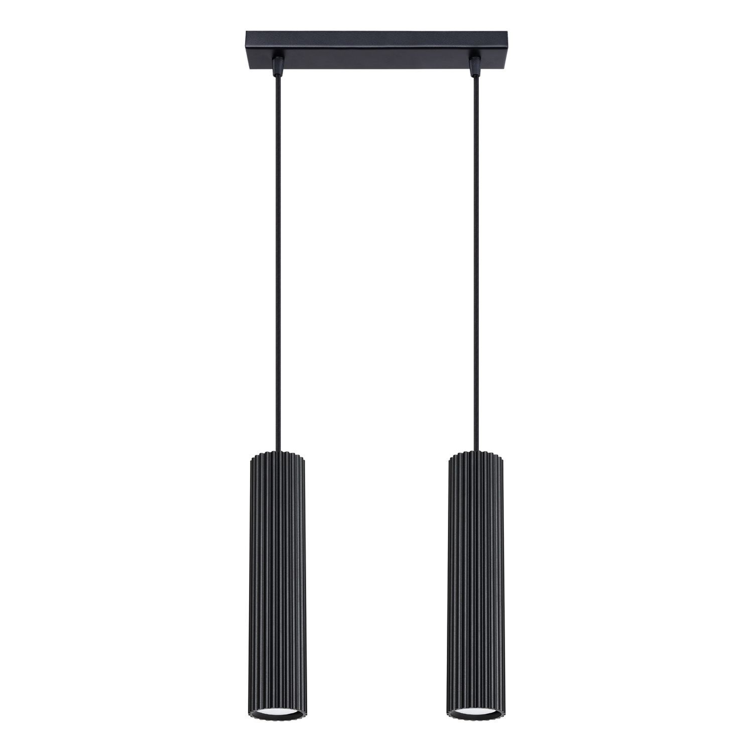 Suspension Noir L : 30 cm Aluminium GU10 2 flammes