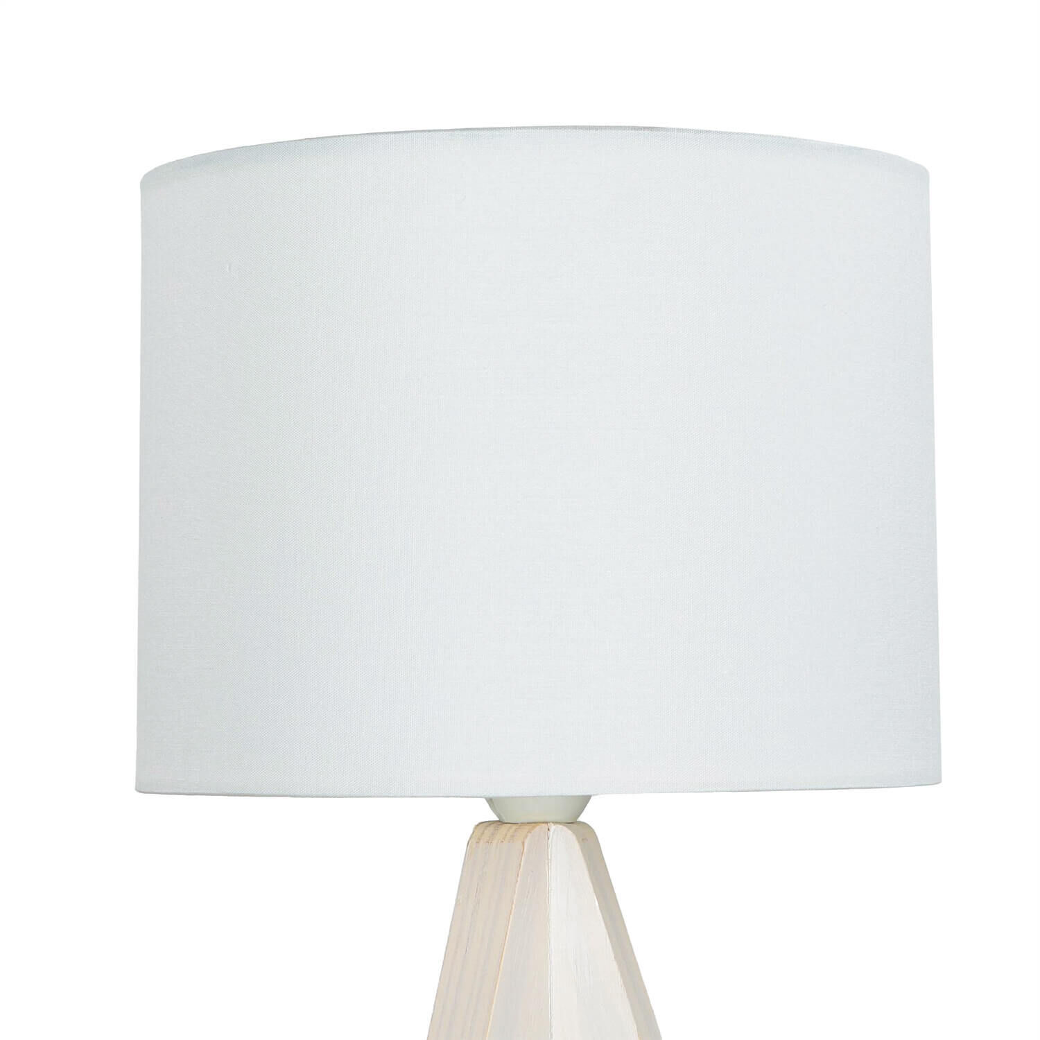 Lampe de table blanche pied bois tissu abat-jour 31cm E27