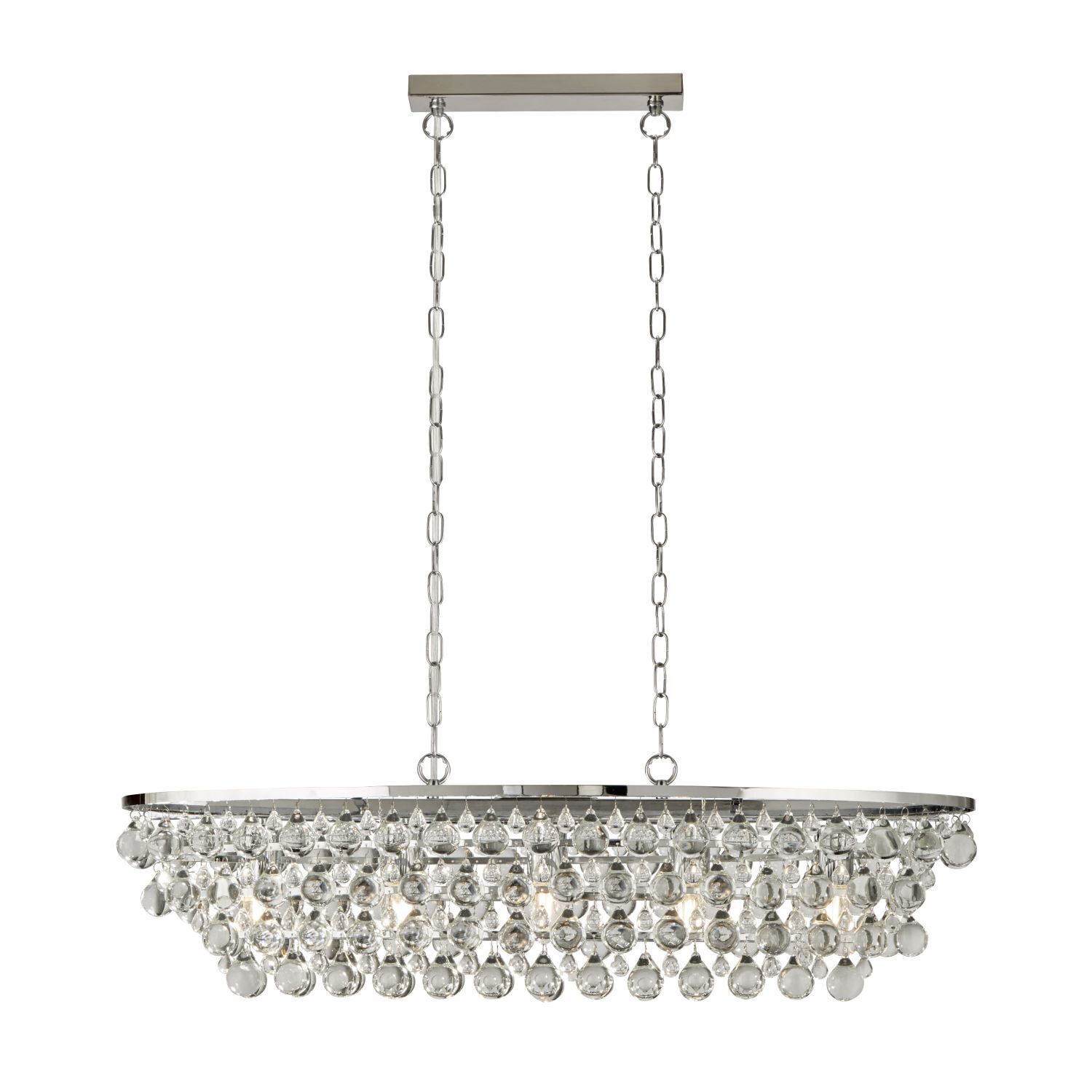 Lampe à suspendre cristal métal L : 92 cm 5x E27 chrome