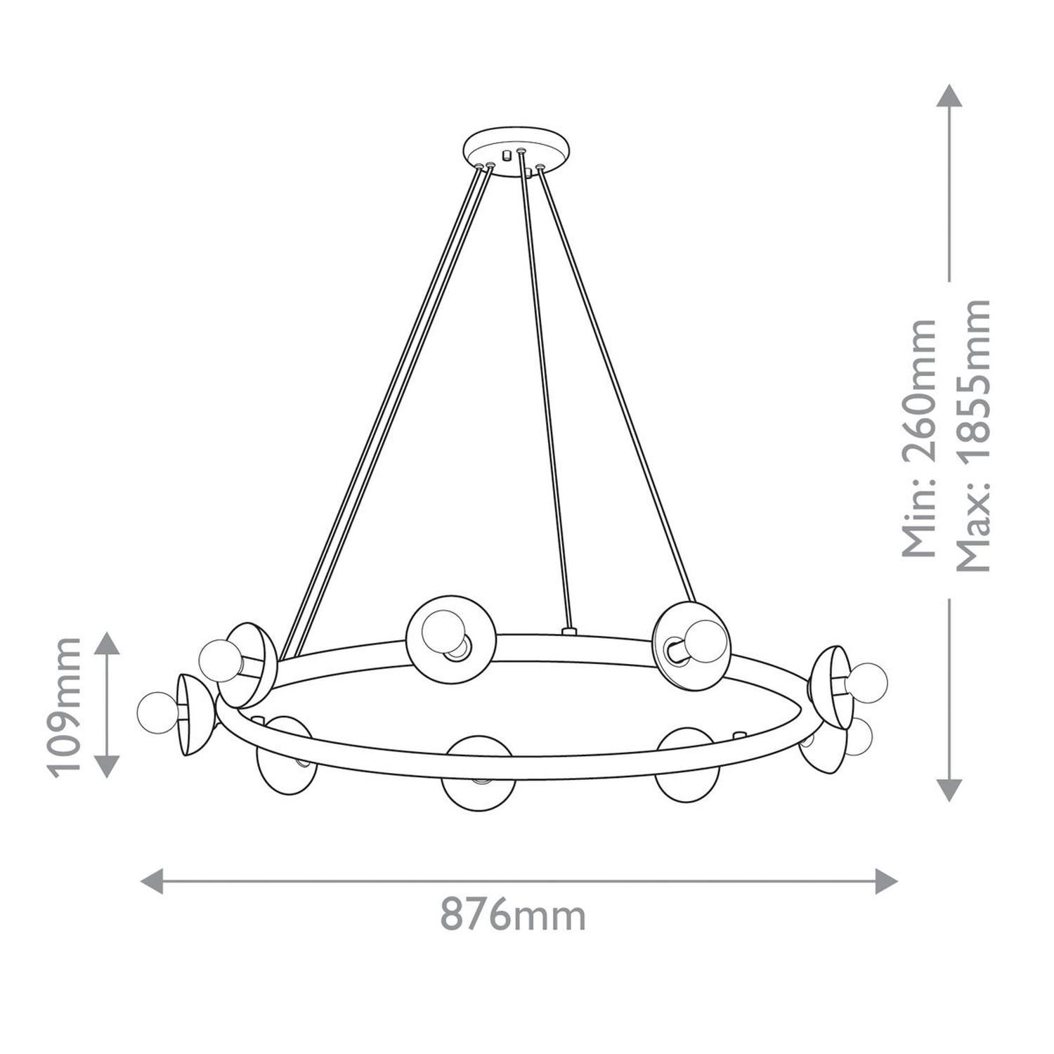 Lampe à suspendre métal ronde D : 87,6 cm H : max. 185,5 cm E14 Rasenmäher, Pflanze, Werkzeug, Kronleuchter, Lampe