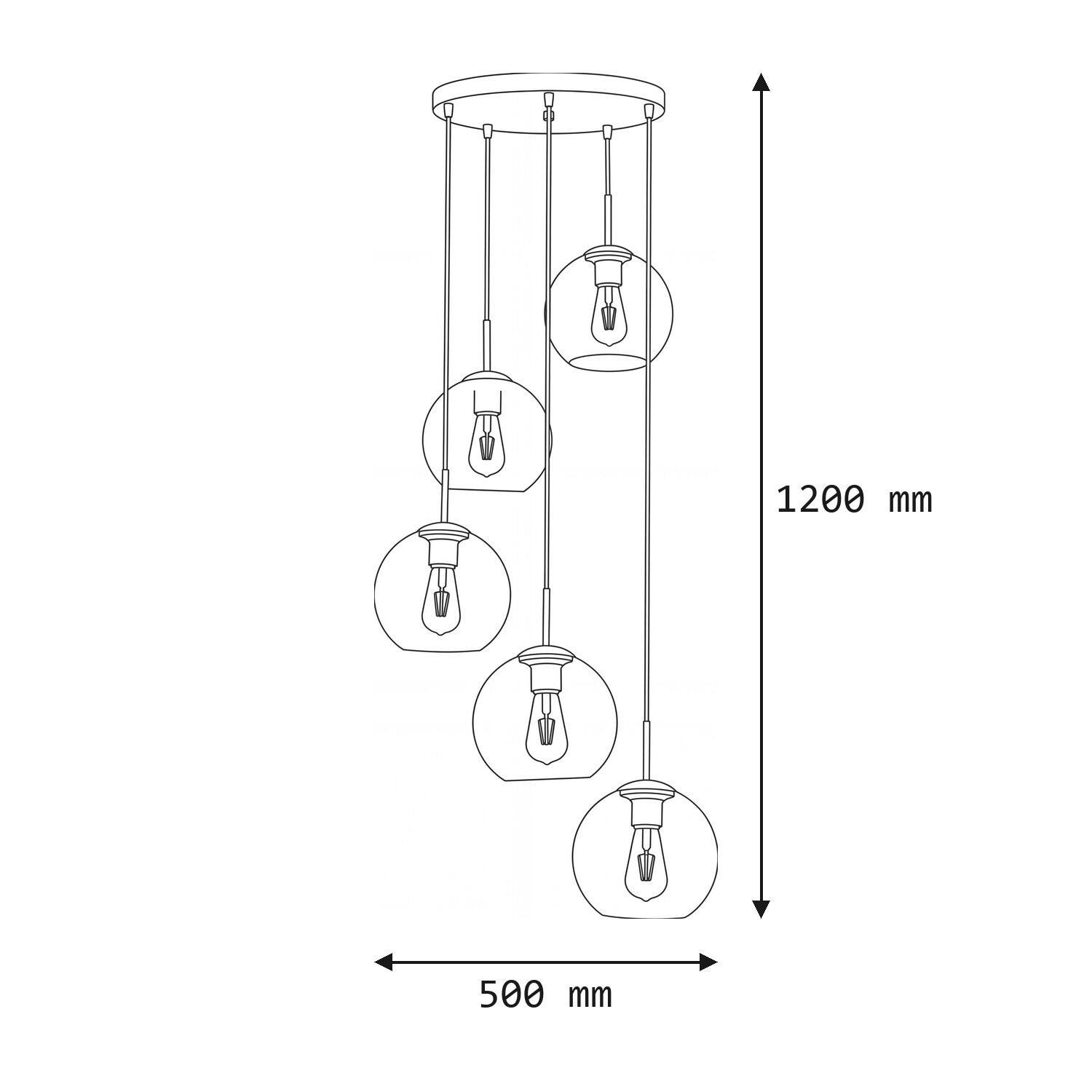 Hängeleuchte Glas Ø 50 cm 5-flammig E27 Bunt Chrom pendant light, hängende lampe, fünf glühbirnen, deckenleuchte, glas kugeln