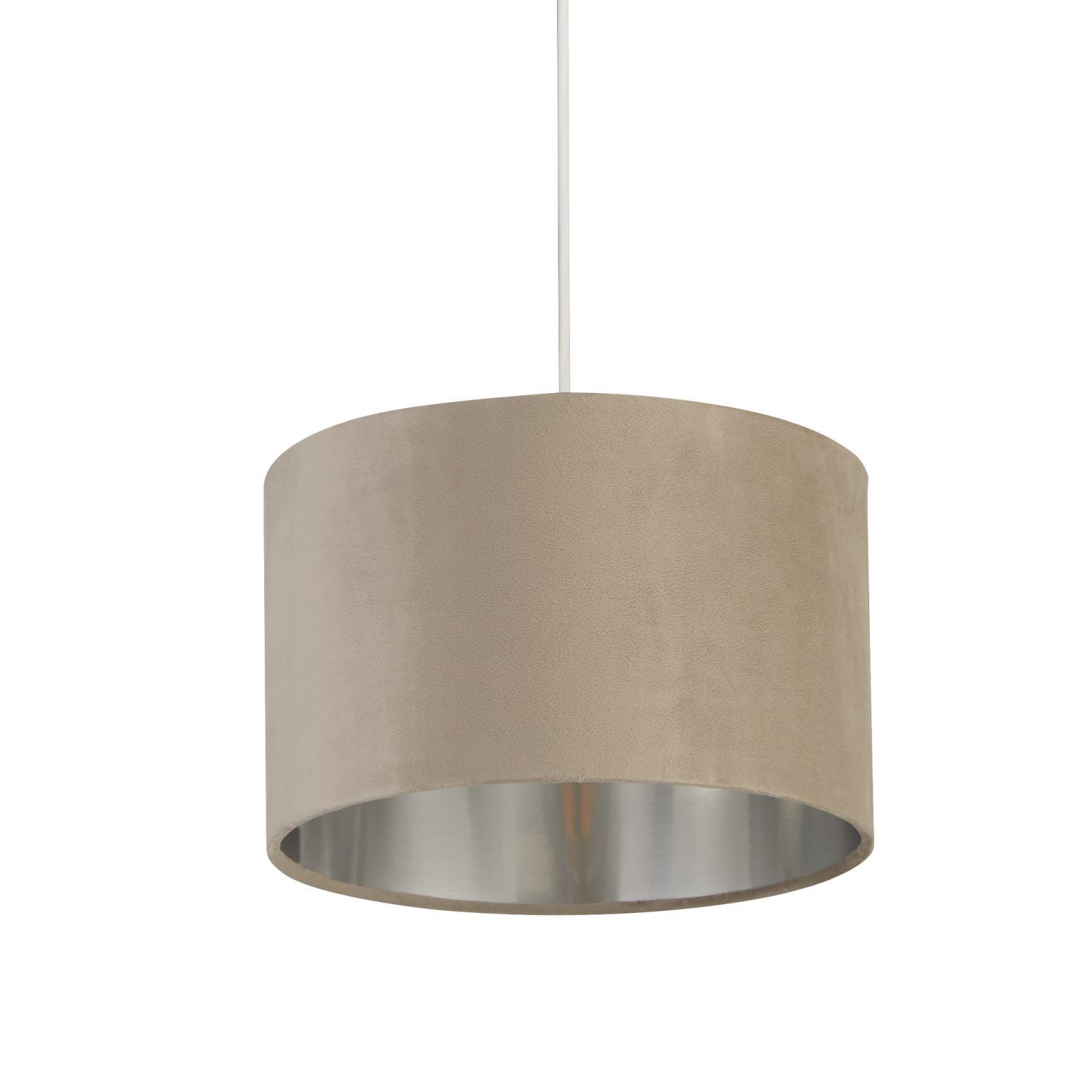 Abat-jour Lampe suspendue Ø 28 cm Taupe Argent Tissu