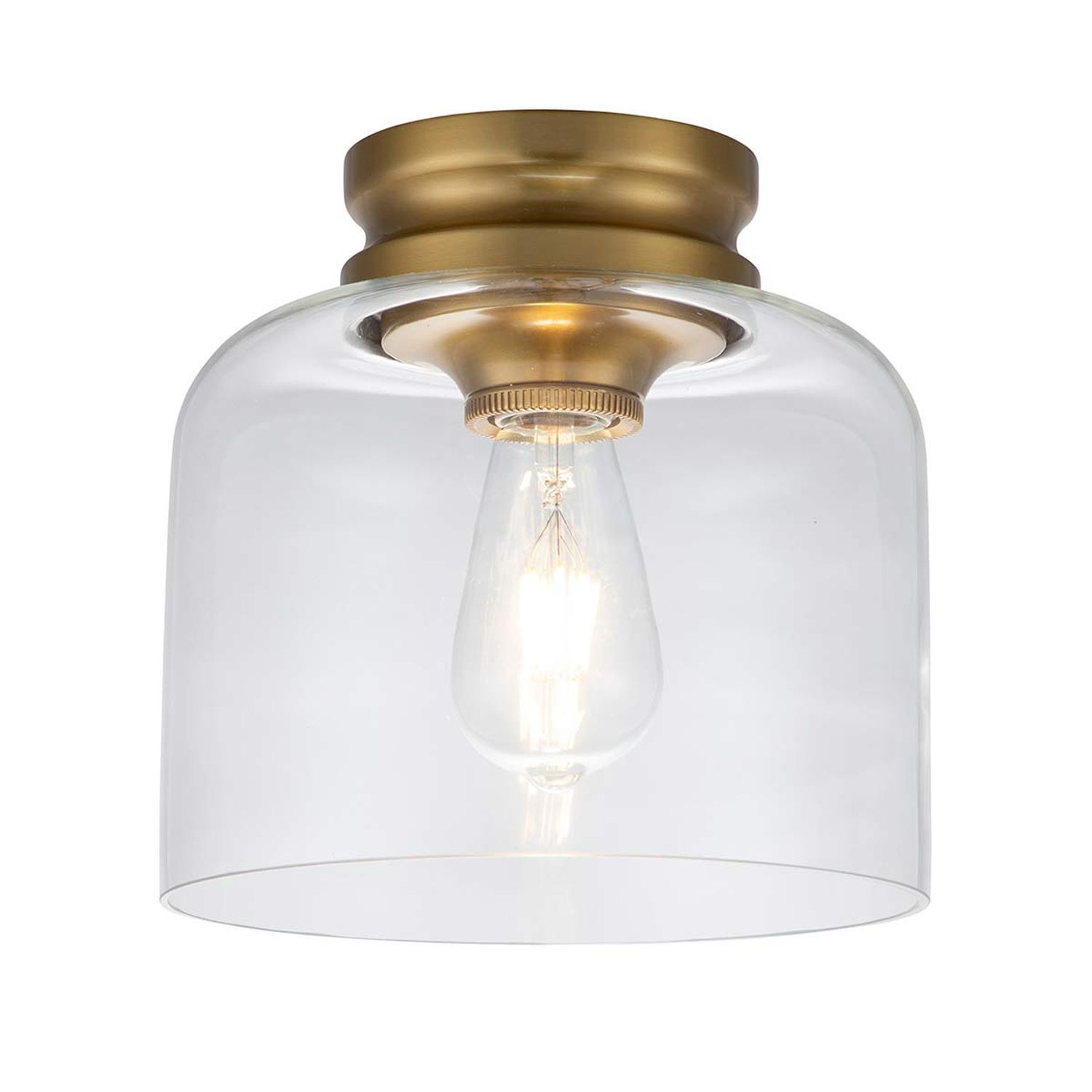 Lampe de plafonnier petit métal verre Ø 22,9 cm en laiton bruni