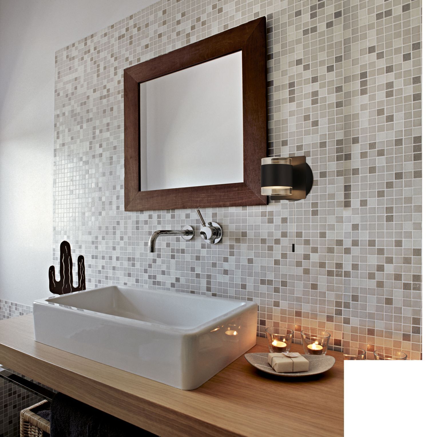 Applique LED salle de bain Up Down interrupteur IP44 noir clair 3000 K