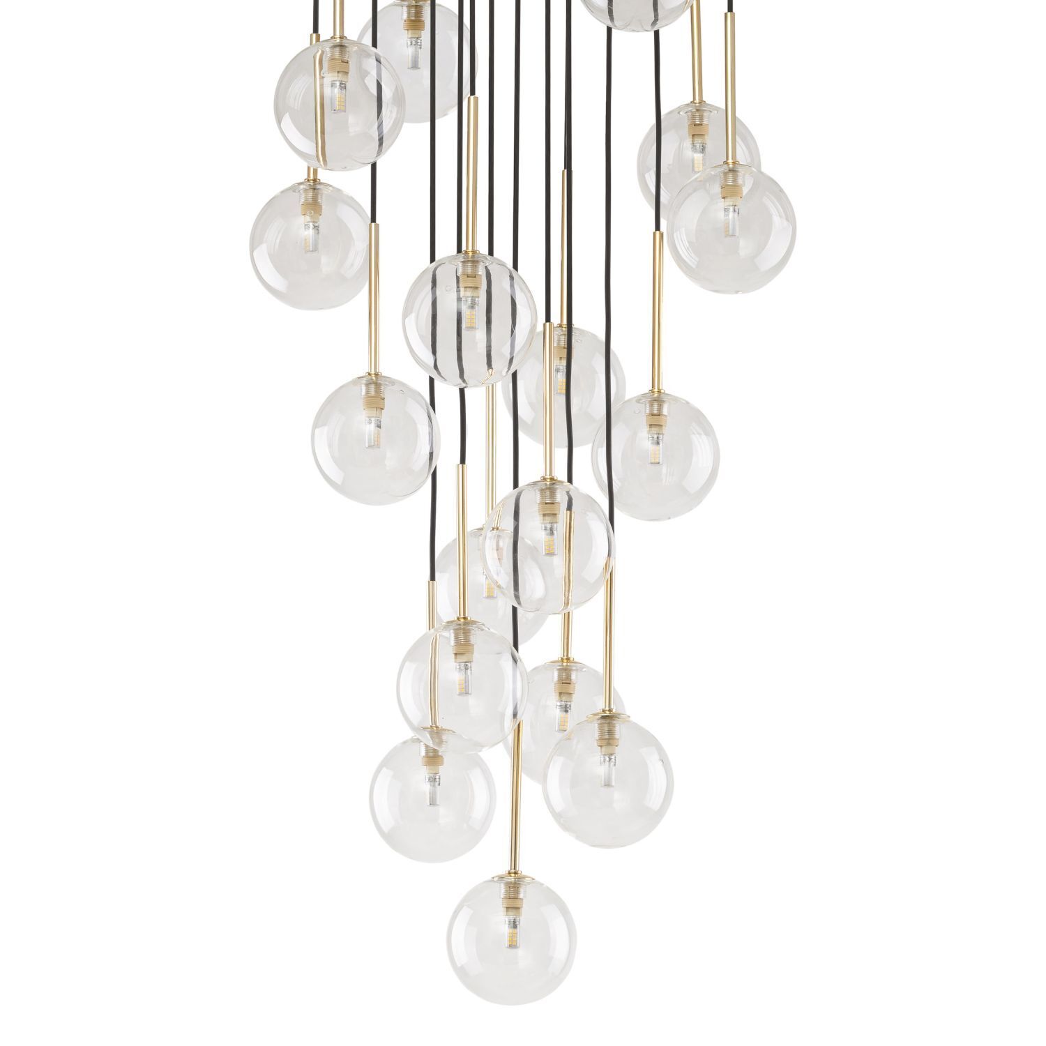 Lampe à suspendre verre métal Ø 52 cm H : max. 145 cm en noir or