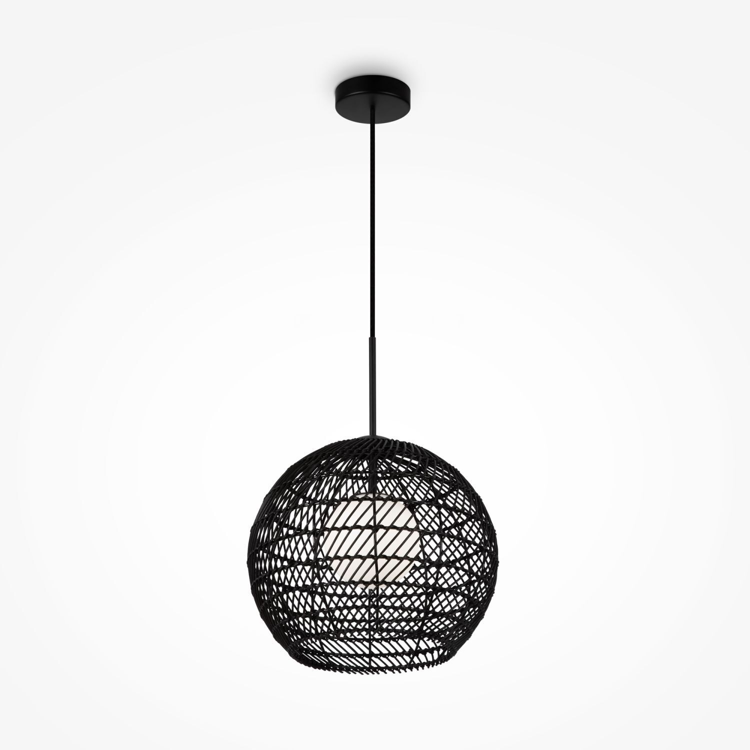 Suspension métal verre G9 ronde D : 30 cm noir blanc
