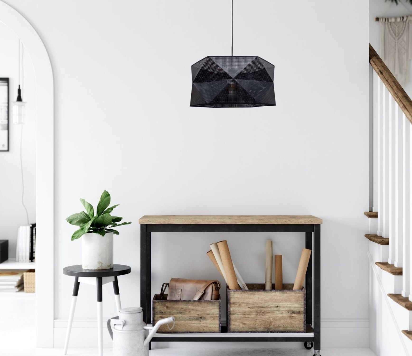 Lampe à suspendre moderne tissu anti-éblouissement E27 L:70 noir Drinnen, Innenarchitektur, Pflanze, Tabelle, Wohnzimmer