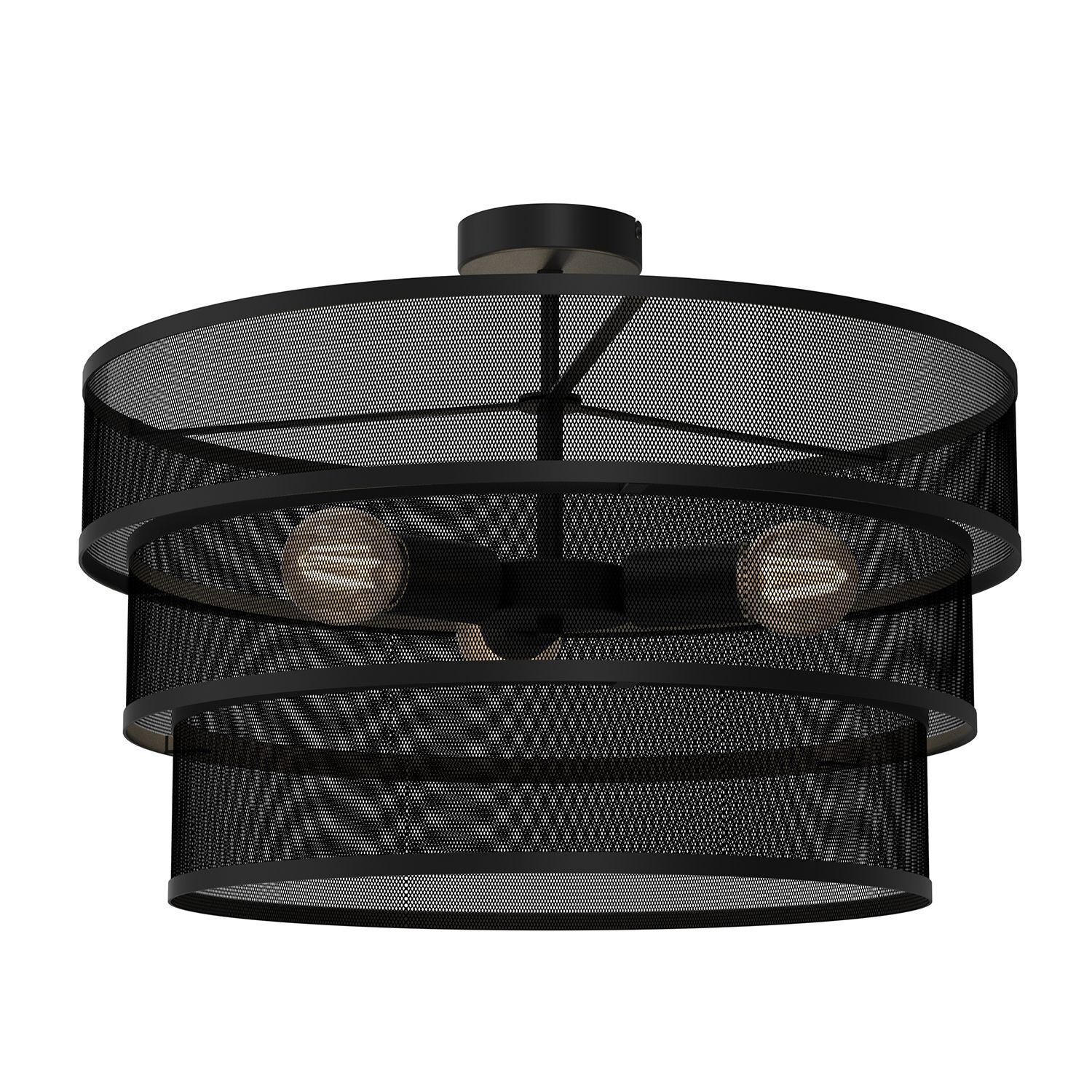 Plafonnier rond métal noir E27 Ø55 cm Industrial