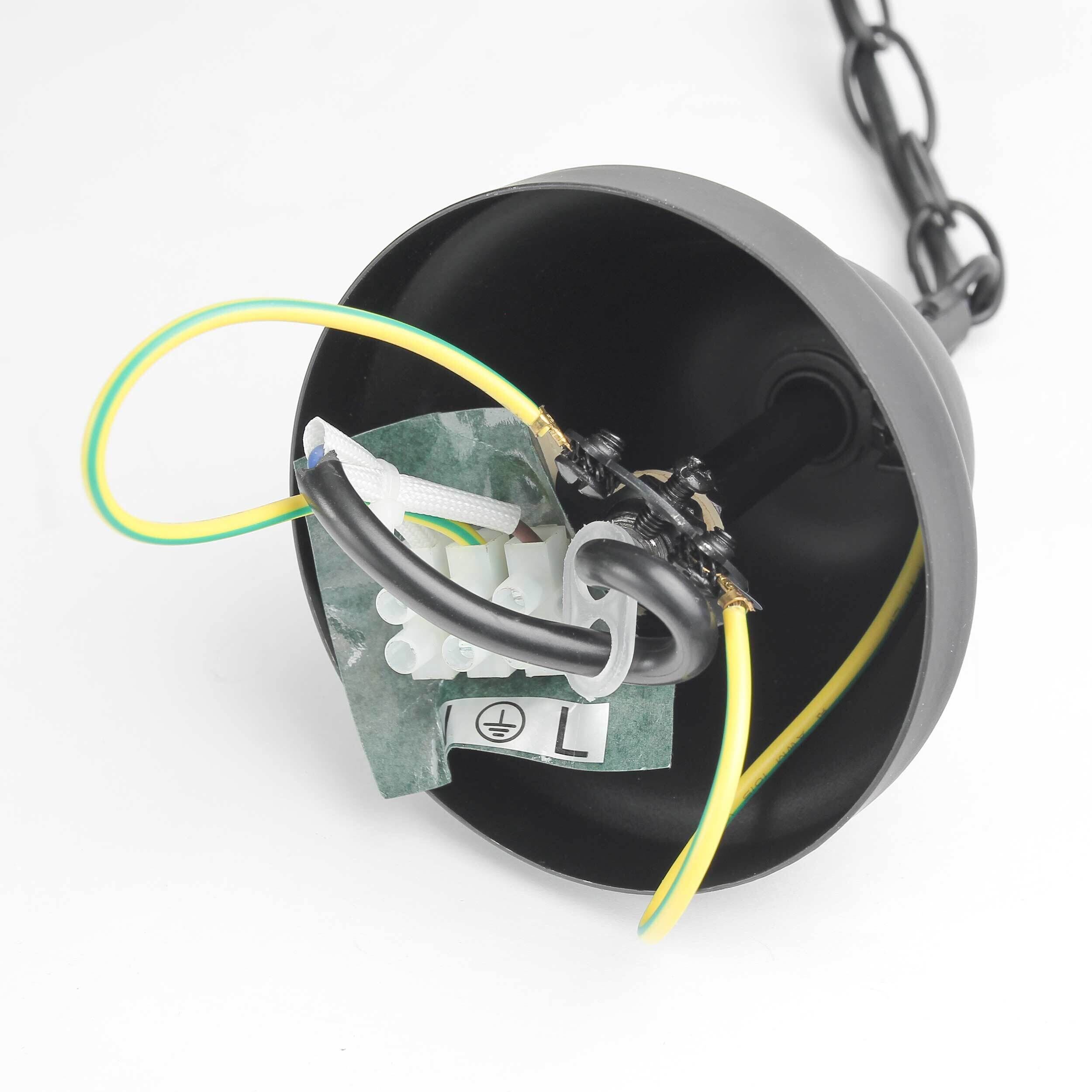 Lampe à suspendre rustique ENNA avec abat-jour en verre noir cuivre Elektronik, Hardware