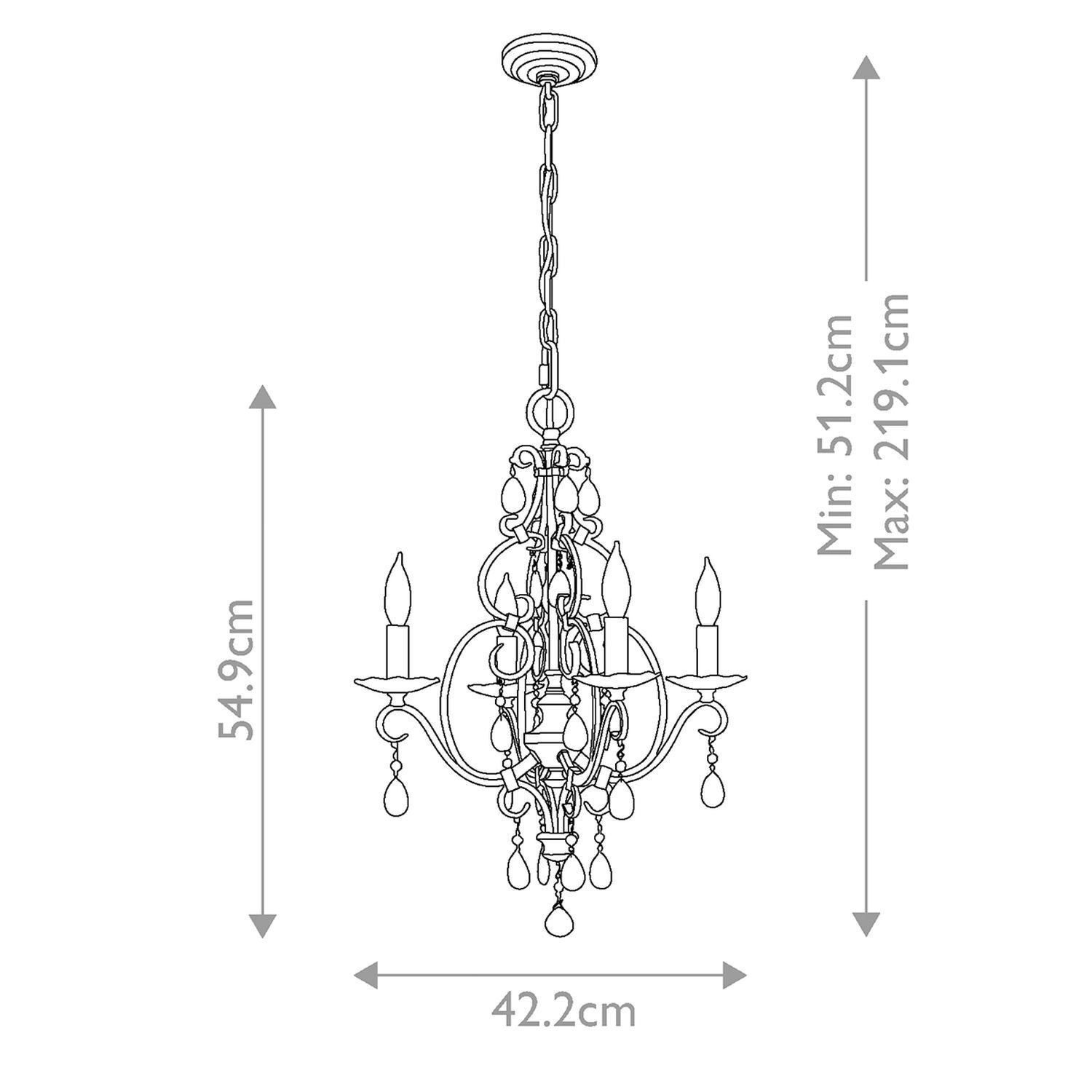 Lustre cristal métal L : 42,2 cm en bronze antique