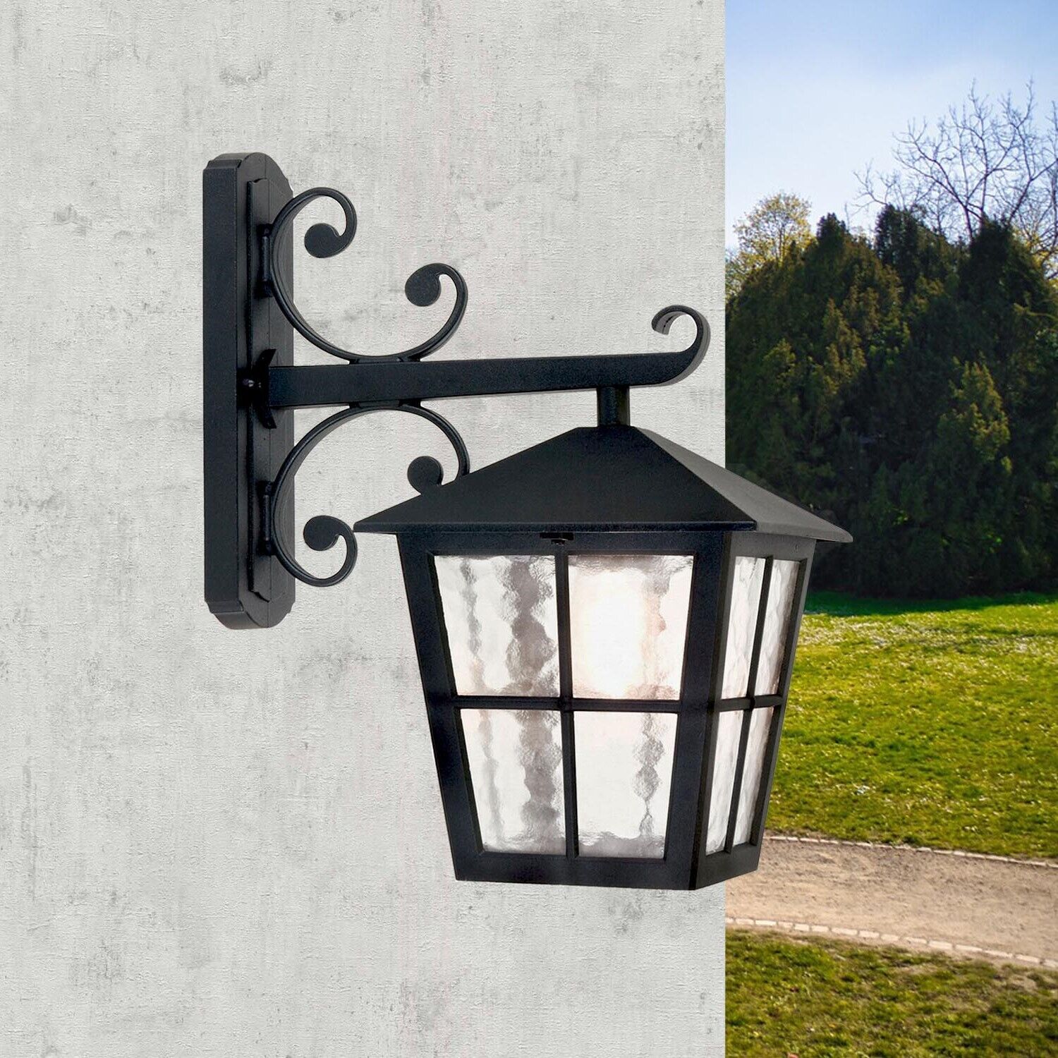 Lampe murale idyllique LUDGER Noir Rustique Cour