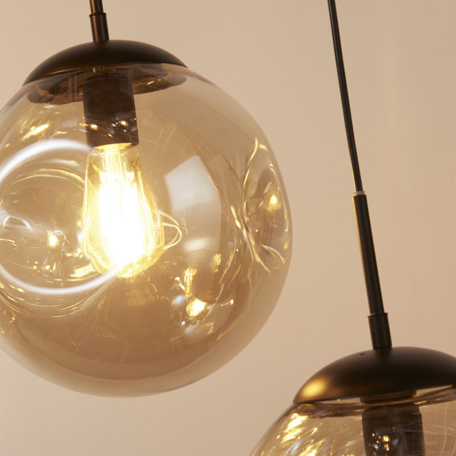 Lampe à suspendre 5 flammes E27 noir champagne
