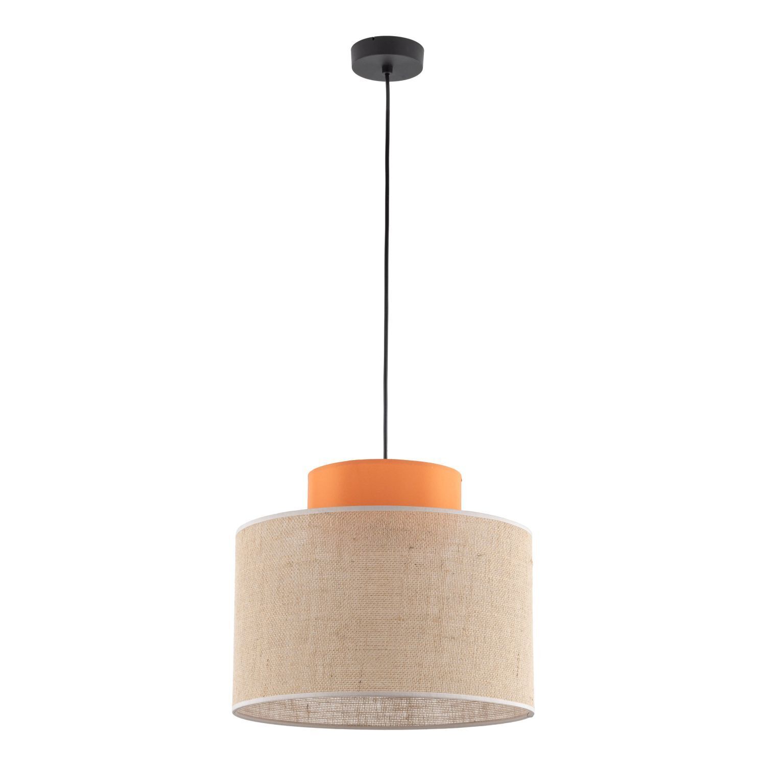 Suspension ronde E27 Ø 38 cm H : max. 170 cm Jute Tissu Lampe, Kronleuchter