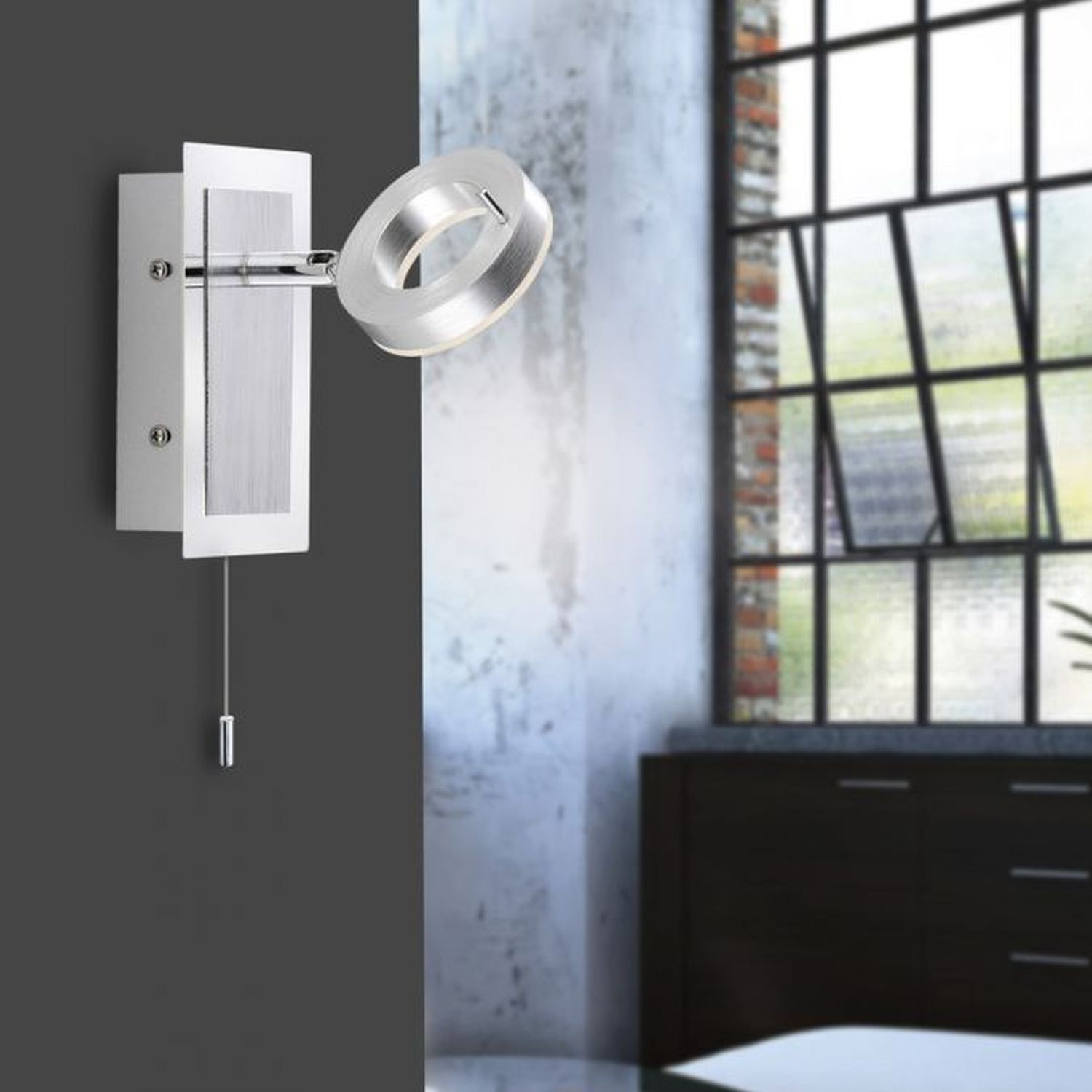 Spot mural à LED Interrupteur à tirette IP44 flexible en aluminium Drinnen